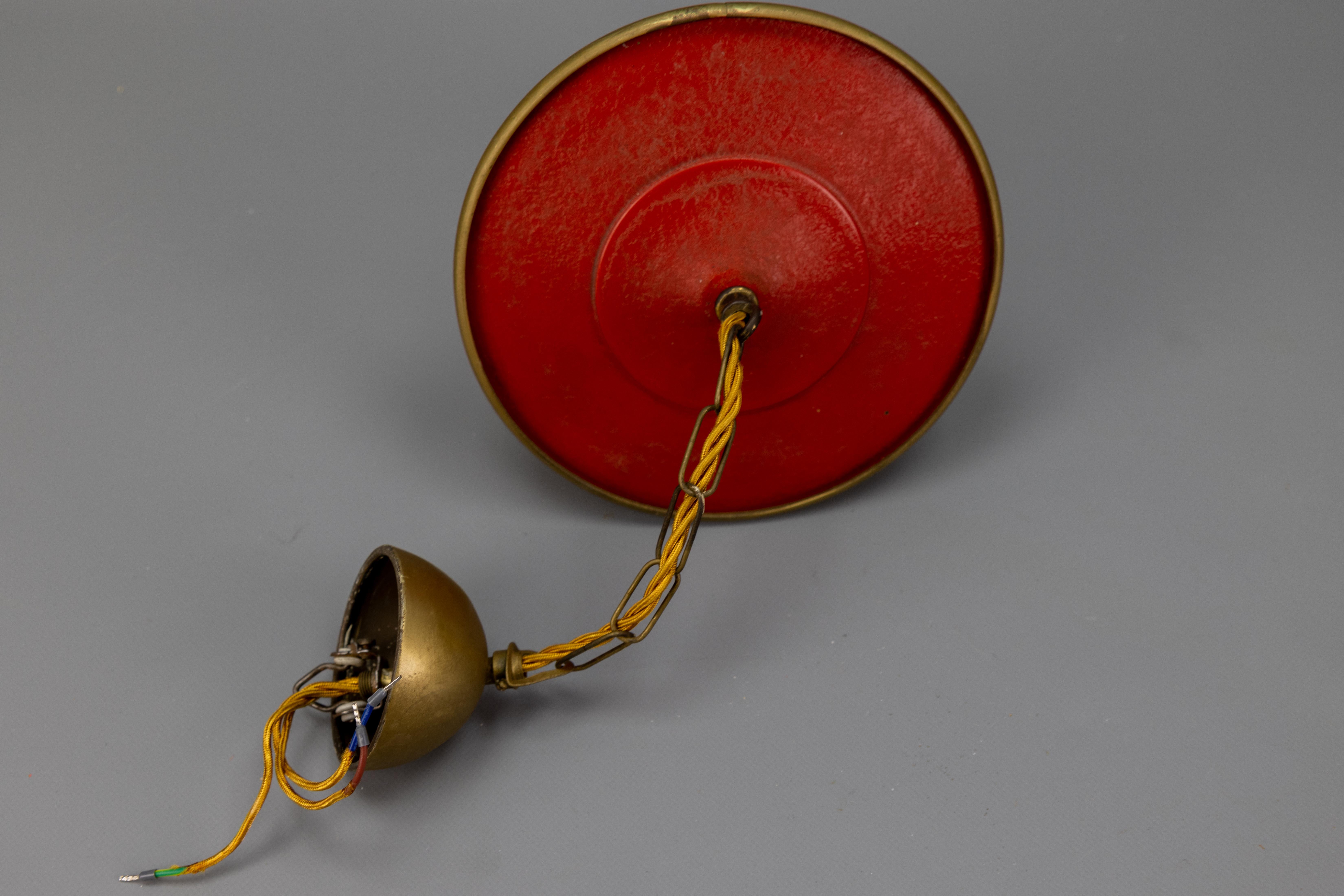 Farol colgante moderno de mediados de siglo con puntos blancos y rojos, Alemania, años 50 en venta 10