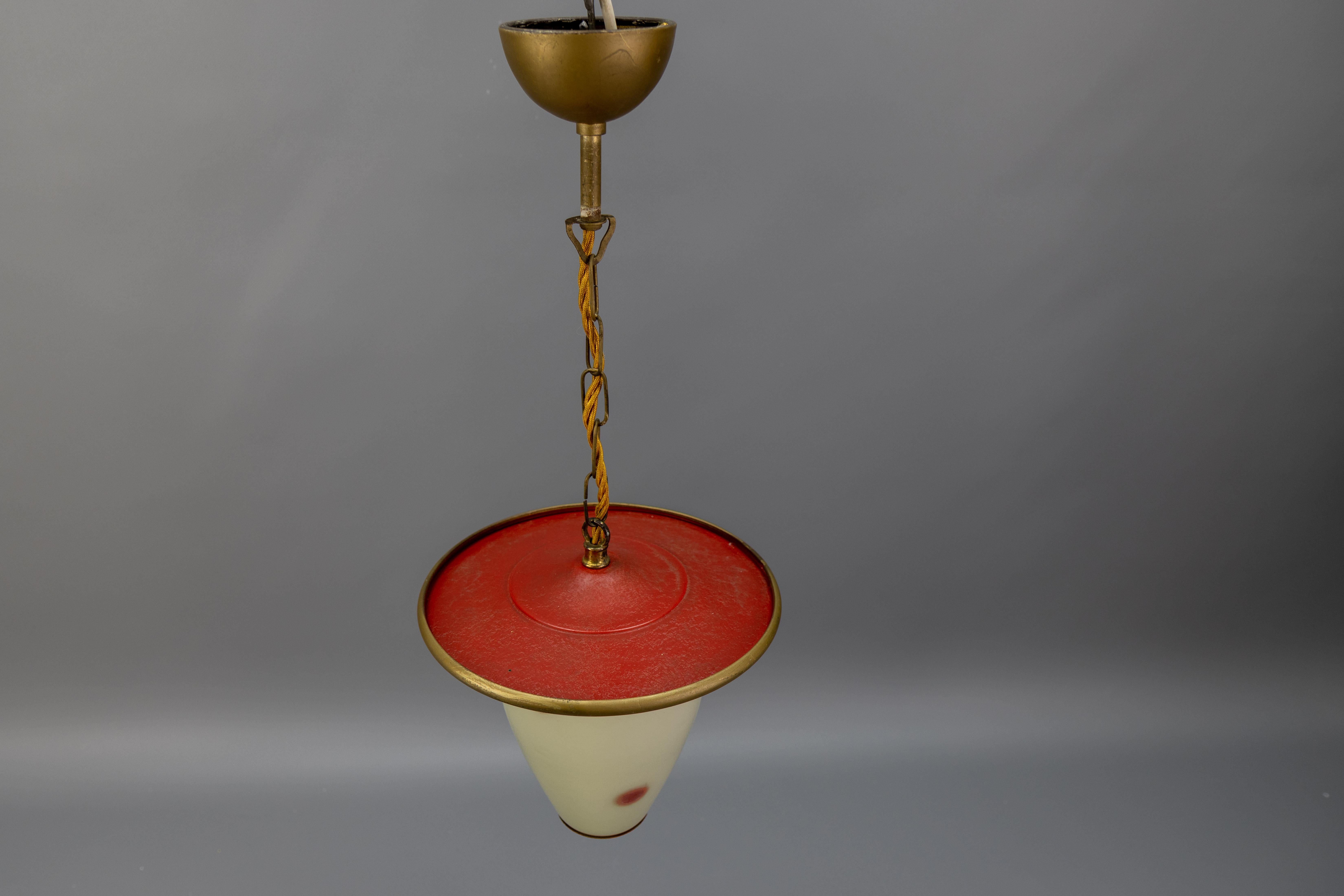 Farol colgante moderno de mediados de siglo con puntos blancos y rojos, Alemania, años 50 en venta 11