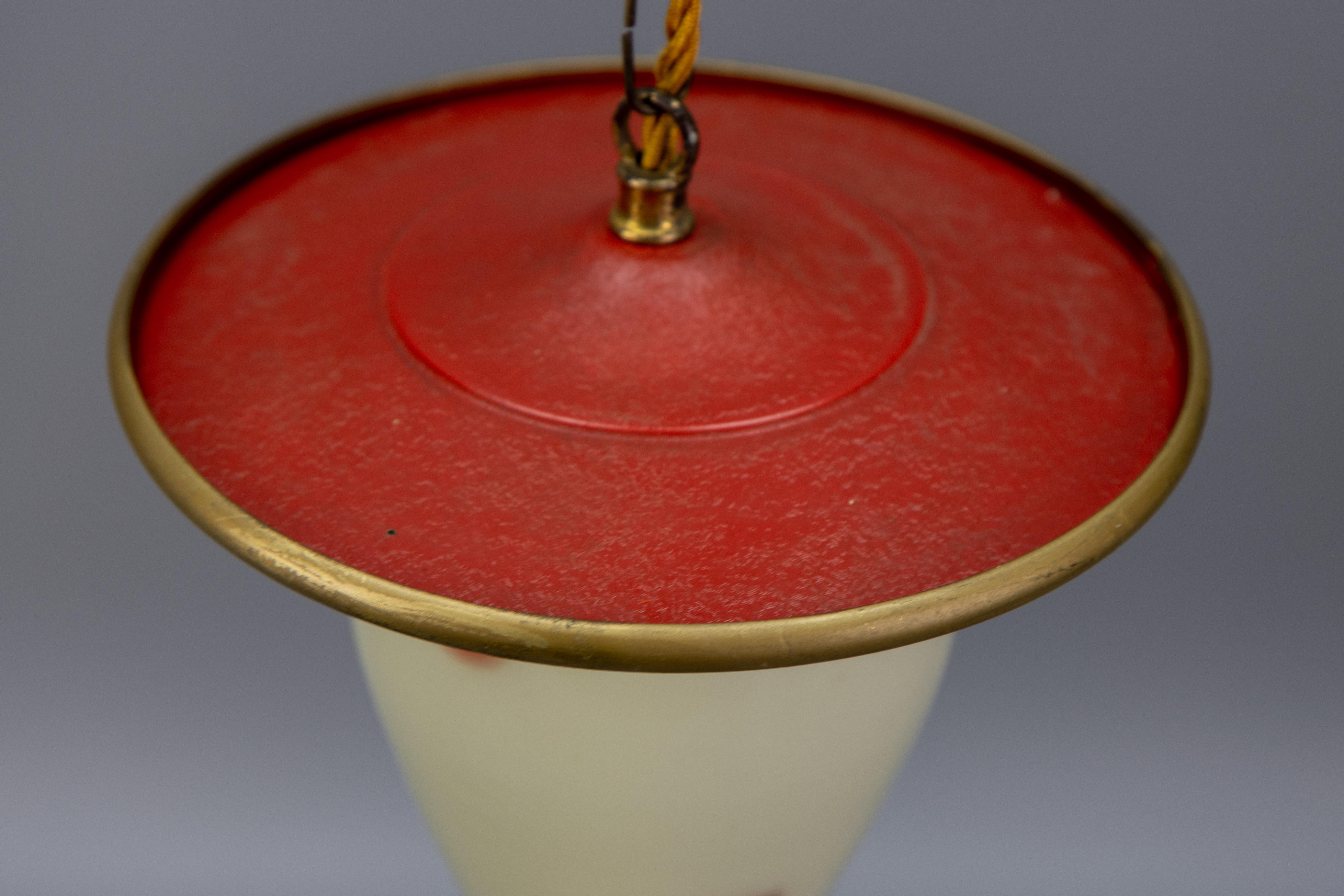 Farol colgante moderno de mediados de siglo con puntos blancos y rojos, Alemania, años 50 en venta 12