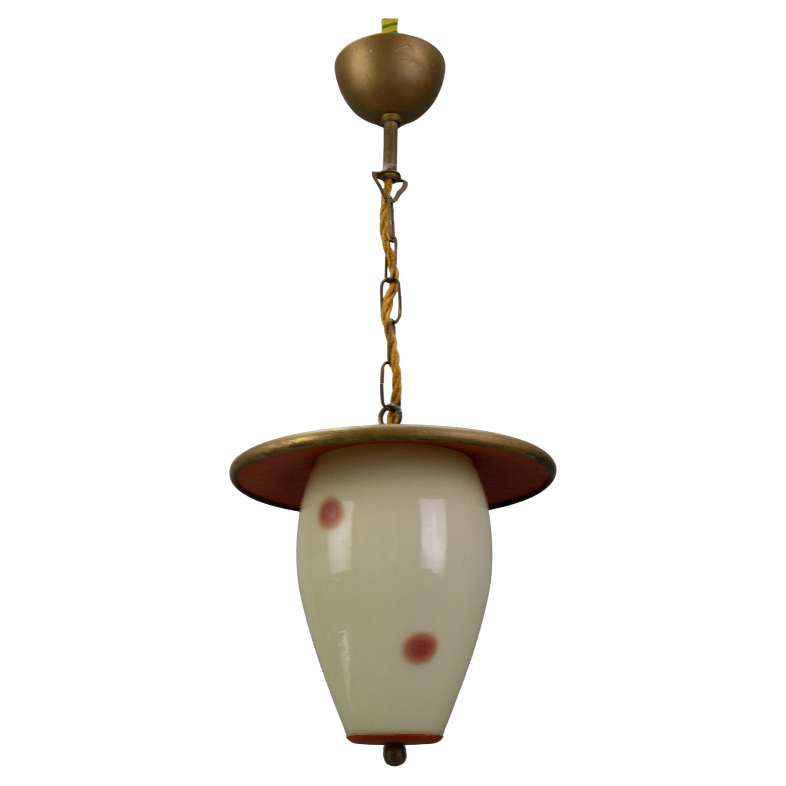 Farol colgante moderno de mediados de siglo con puntos blancos y rojos, Alemania, años 50 en venta