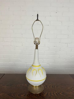 Mid-Century Modern White and Yellow Table Lamp