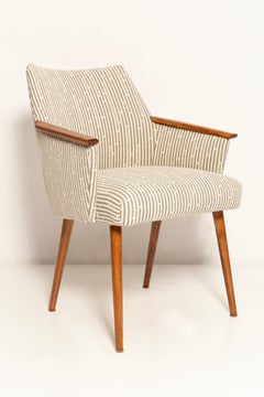 Moderner Stuhl der Jahrhundertmitte in Weiß, Beige und Grau, 1960er Jahre, Deutschland