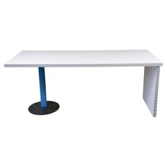 Mid-Century Modern White Blue Desk by Antonia Astori for Driade, Italy 1980s