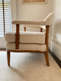 Mid-Century Modern White Boucle Chair