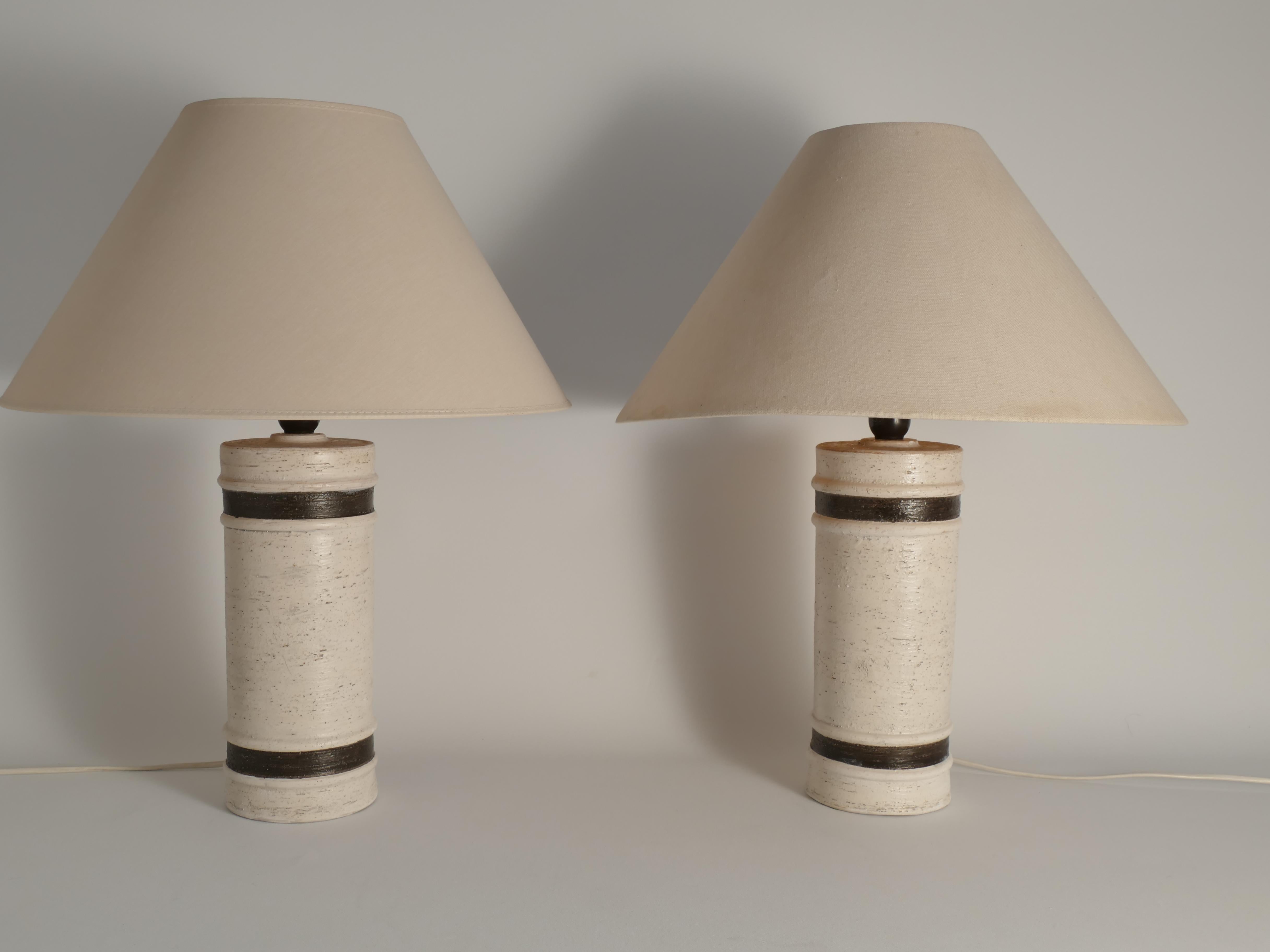 Lampes de table en céramique blanche et Brown de style Modernity par Bitossi pour Bergboms en vente 2
