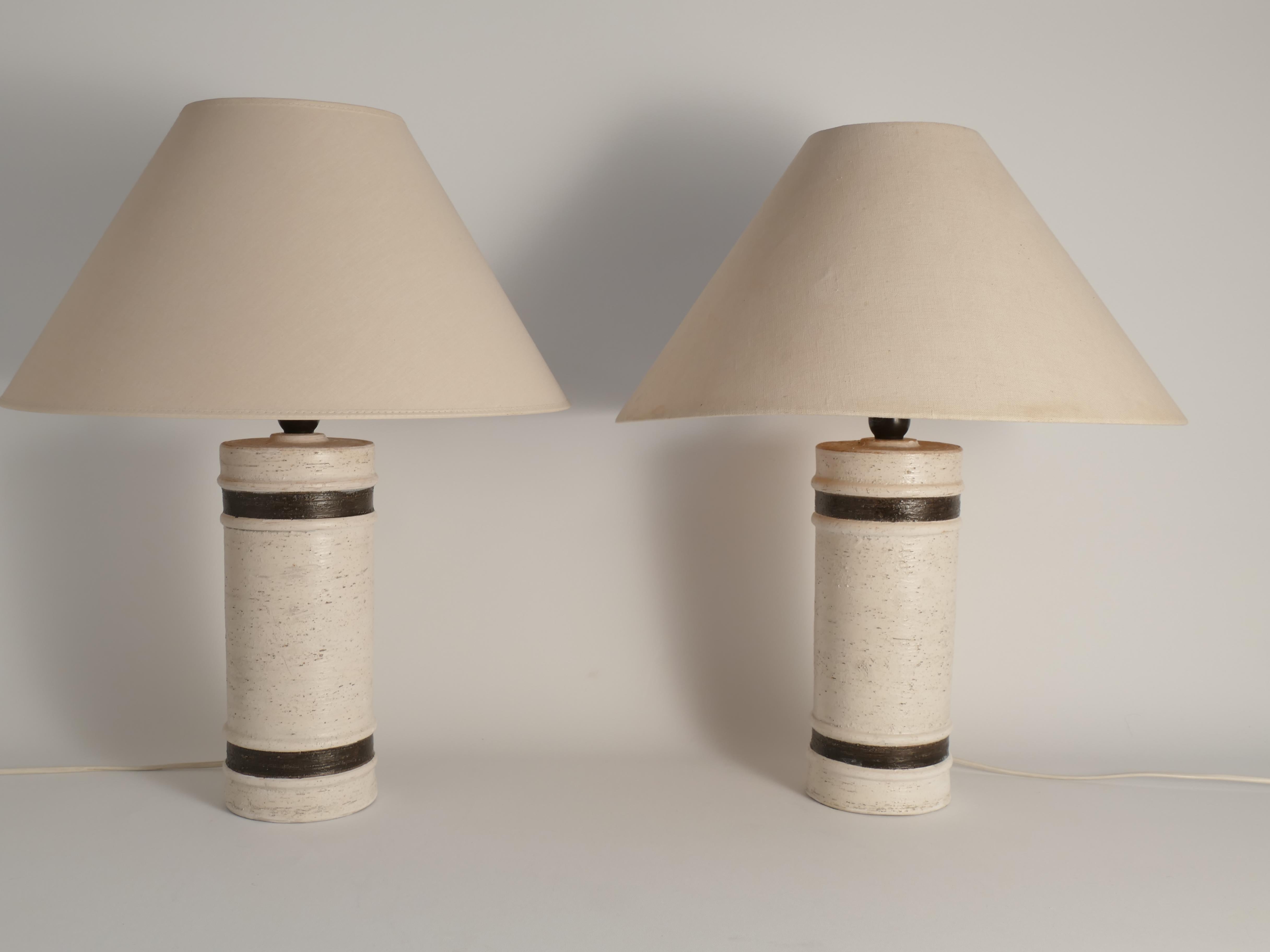 Lampes de table en céramique blanche et Brown de style Modernity par Bitossi pour Bergboms en vente 6