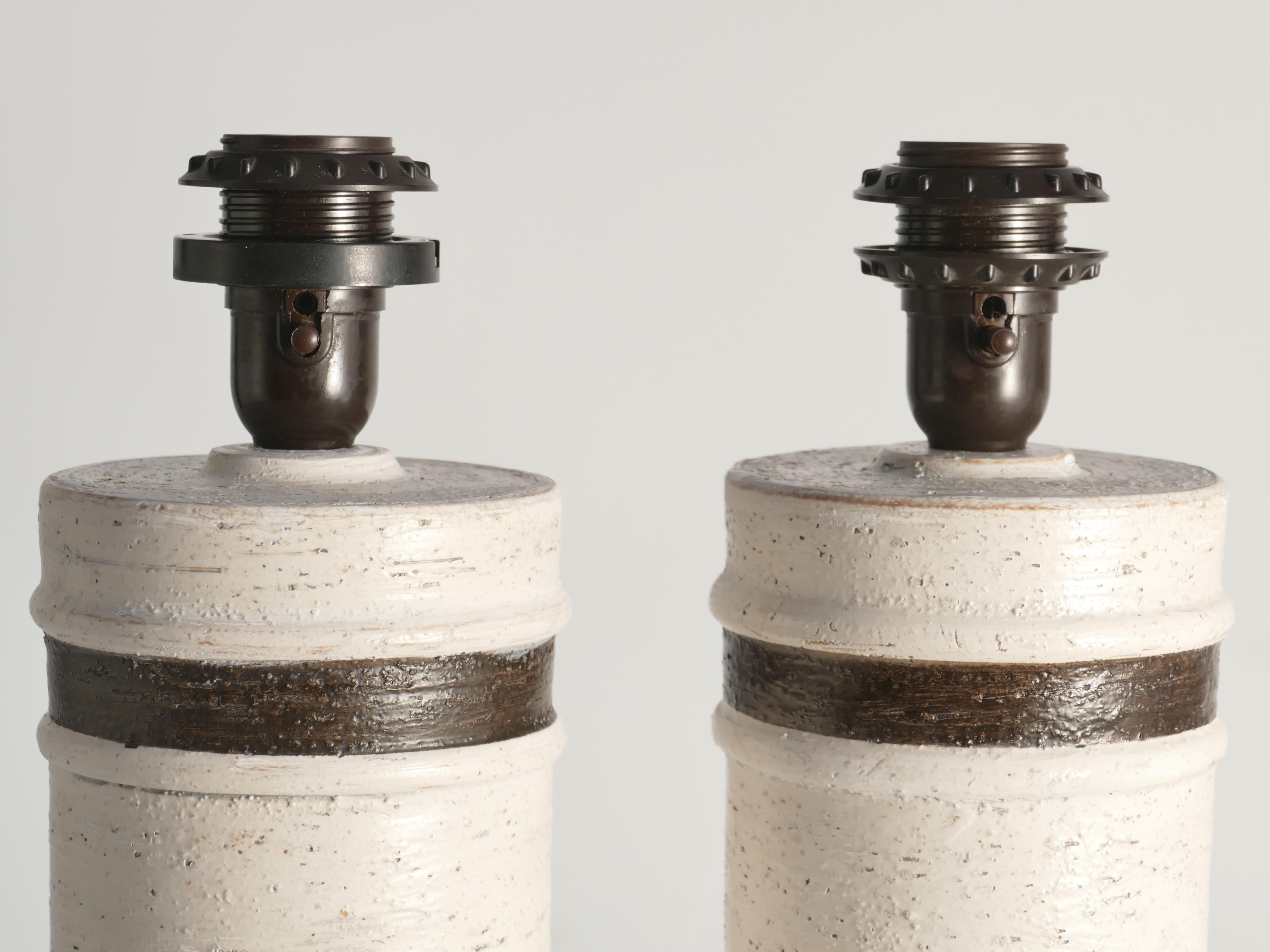 Mid-Century Modern Lampes de table en céramique blanche et Brown de style Modernity par Bitossi pour Bergboms en vente