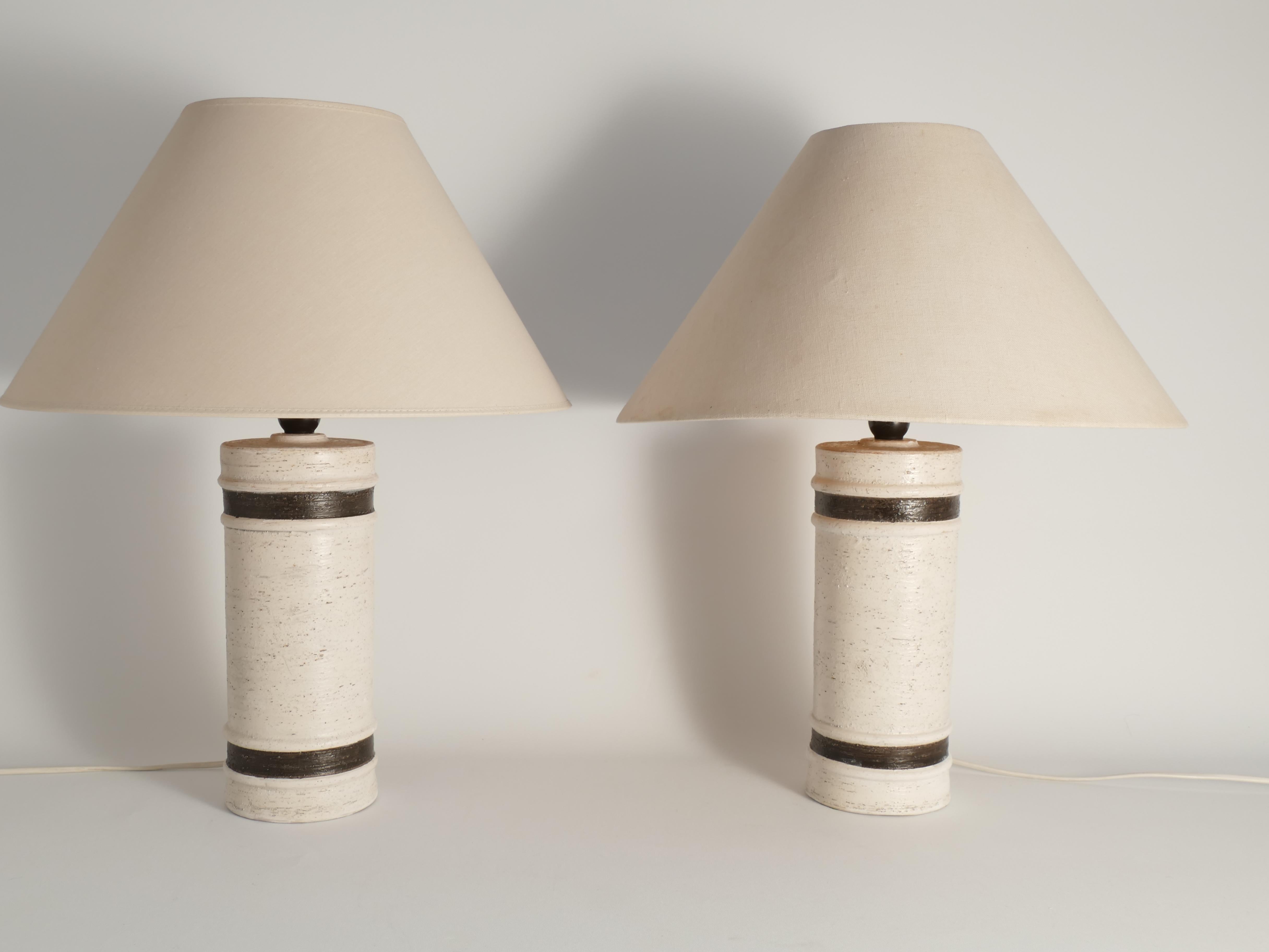 Grès Lampes de table en céramique blanche et Brown de style Modernity par Bitossi pour Bergboms en vente