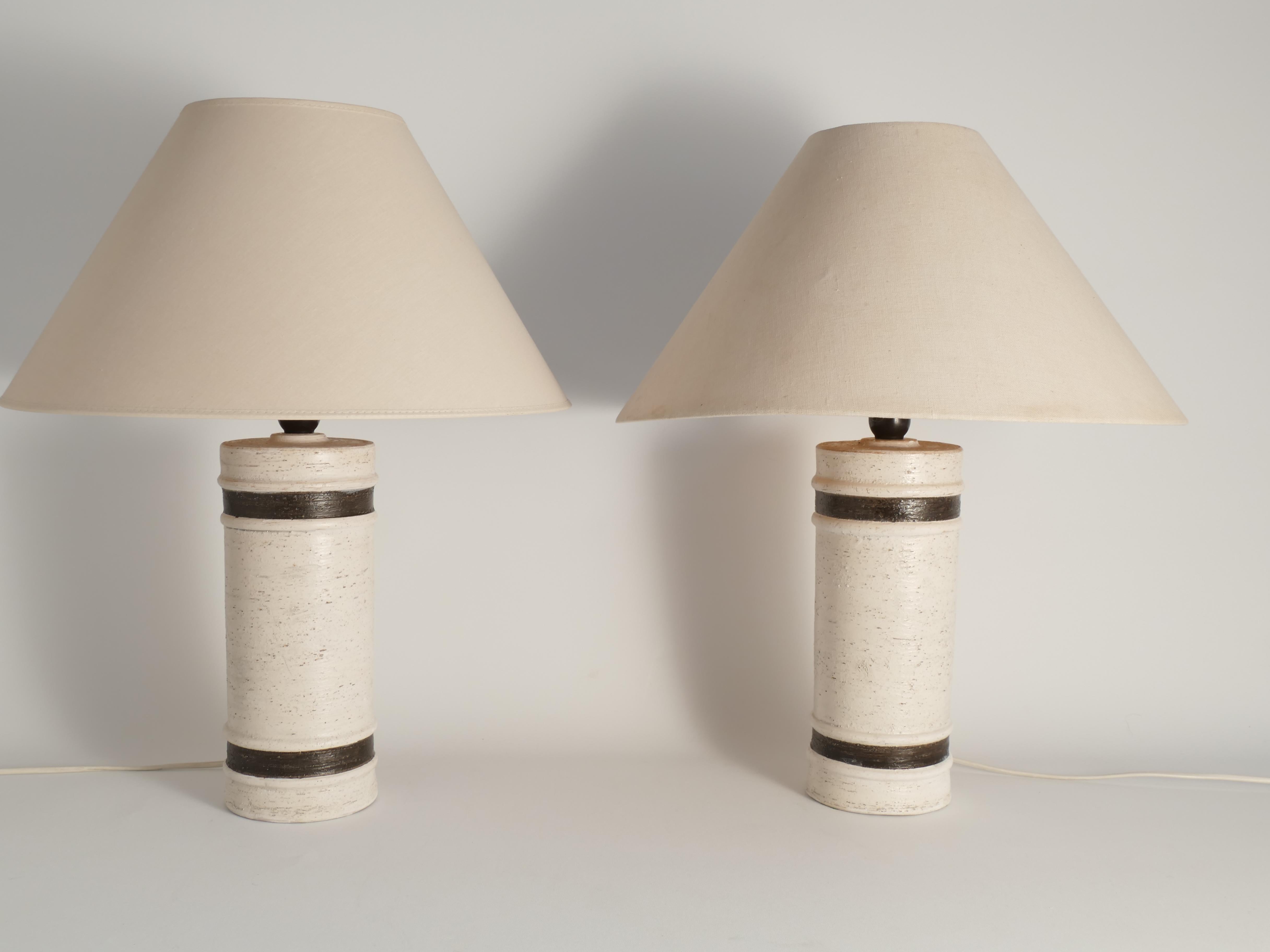 Lampes de table en céramique blanche et Brown de style Modernity par Bitossi pour Bergboms en vente 1