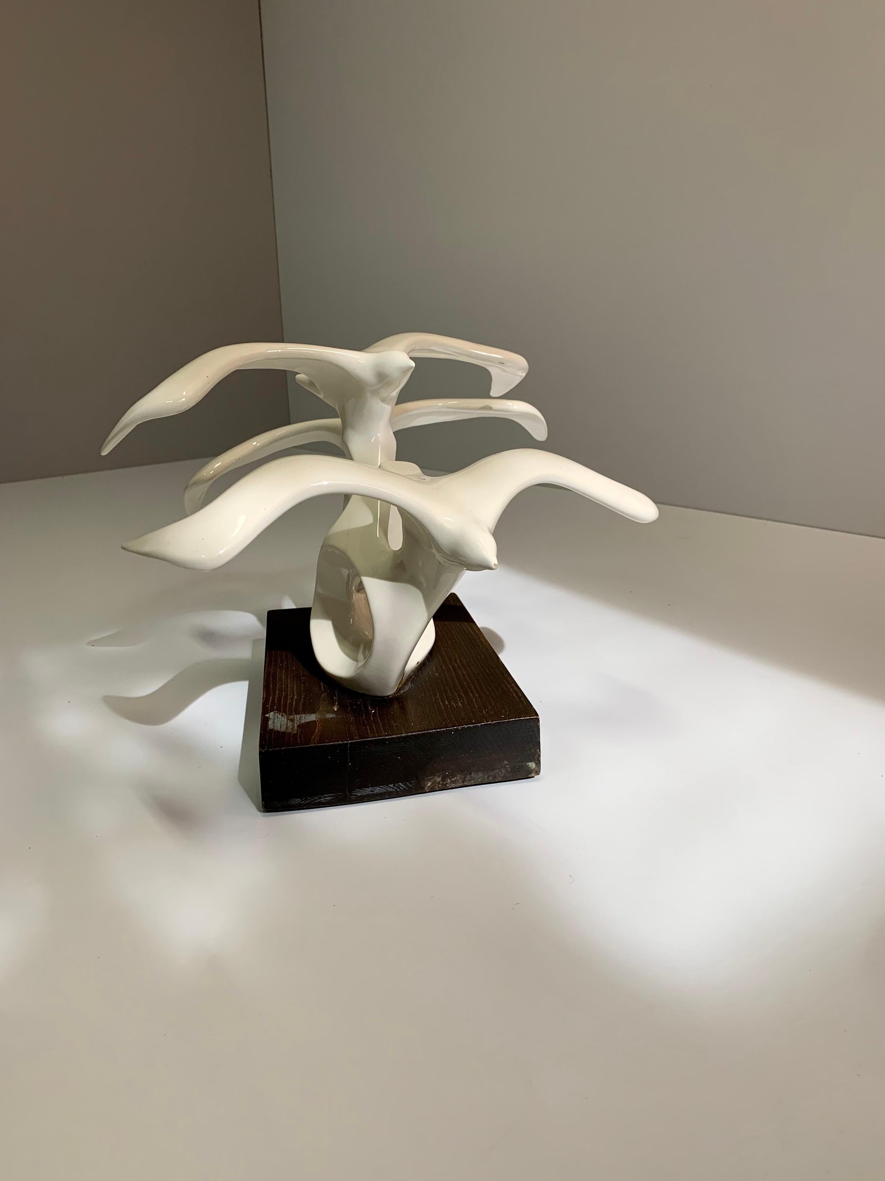 Mexican Mid-Century Modern White Ceramic Seagulls For Sale
