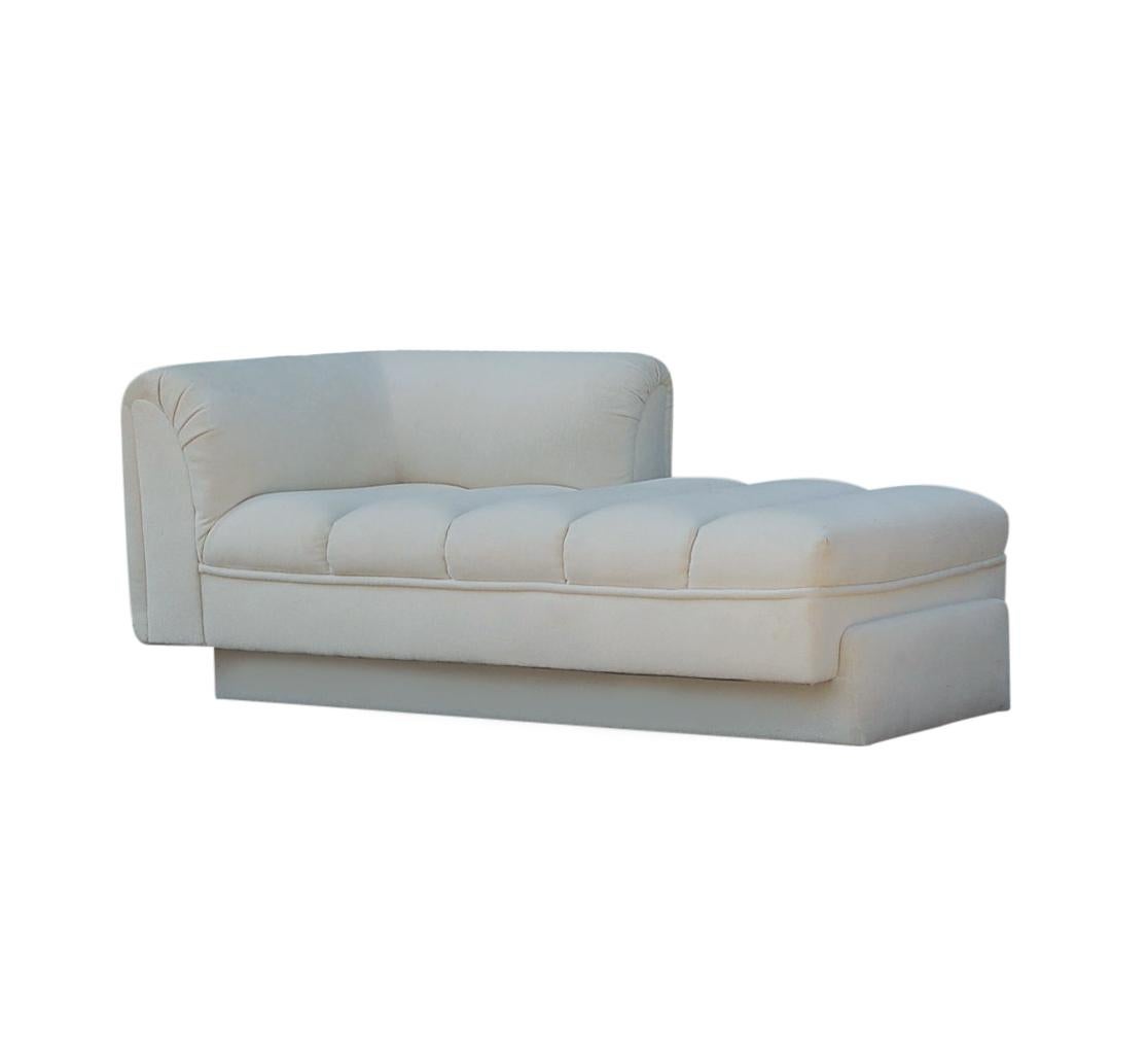 American Mid-Century Modern White Channel Seat Chaise Lounge in White by Directional