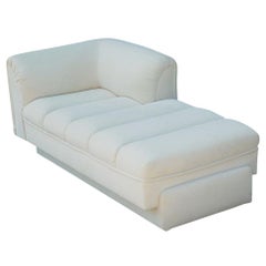 Mid-Century Modern White Channel Seat Chaise Lounge in White by Directional