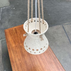 Mid-Century Modern White Danish Studio Pottery Pendant Lamp, 1960s