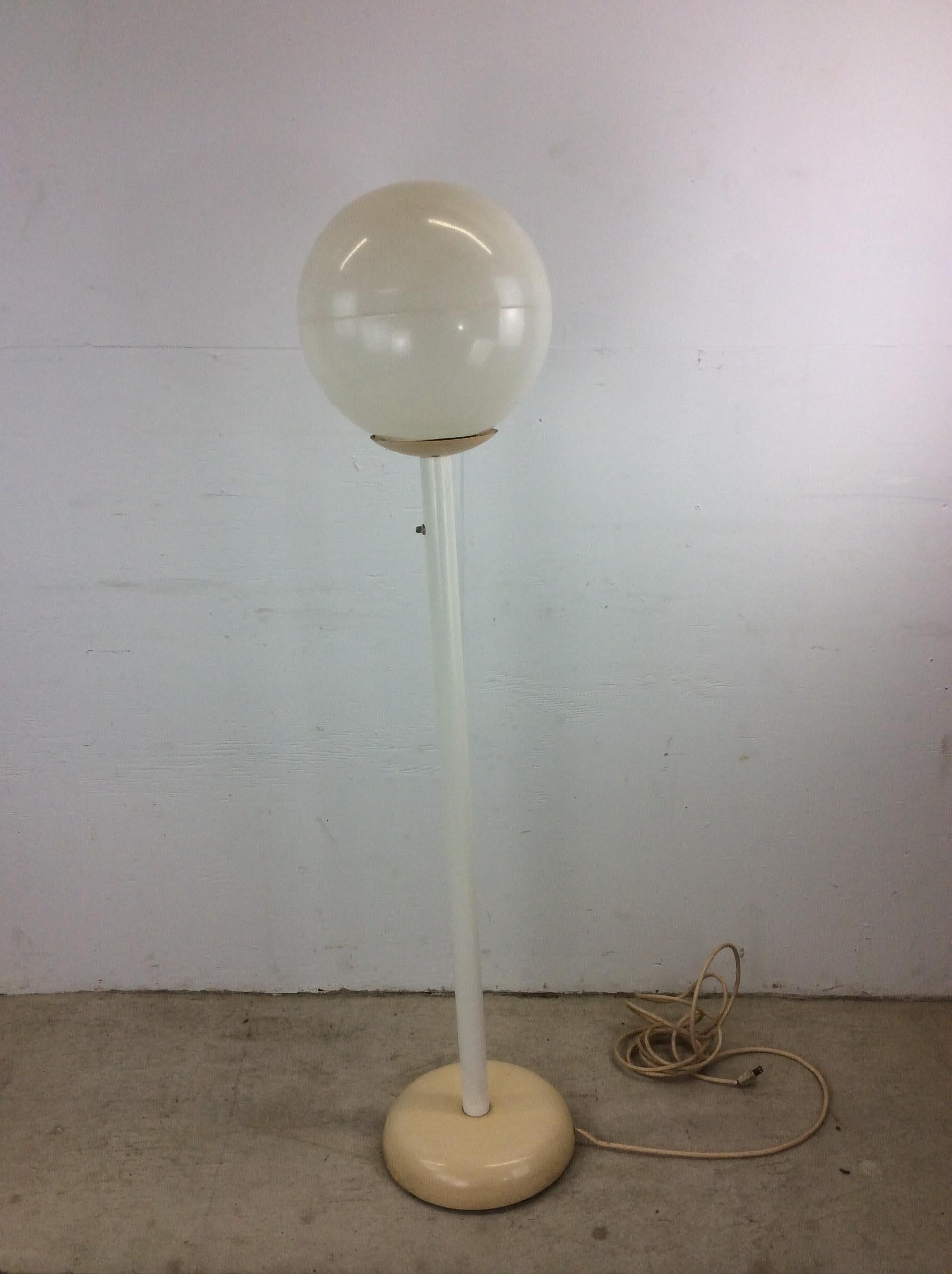 Mid Century Modern White Floor Lamp with Large Globe For Sale 5
