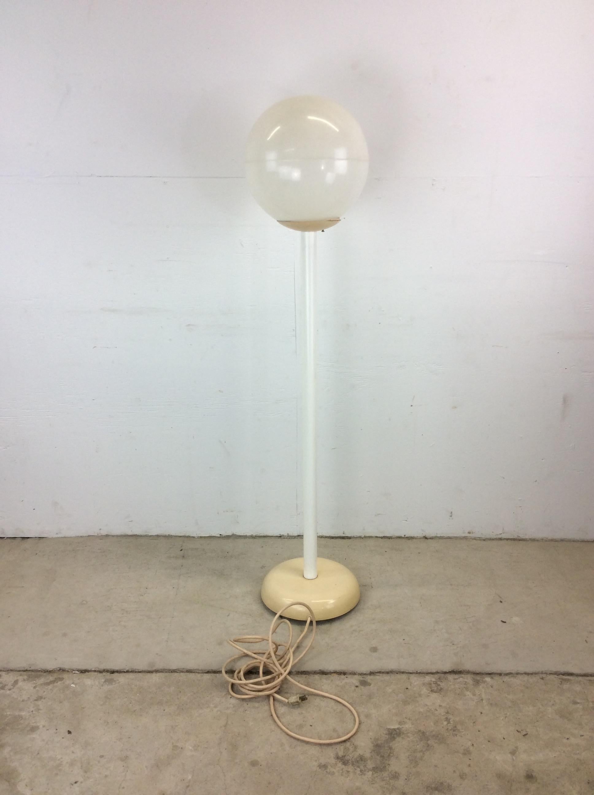 Mid Century Modern White Floor Lamp with Large Globe For Sale 6