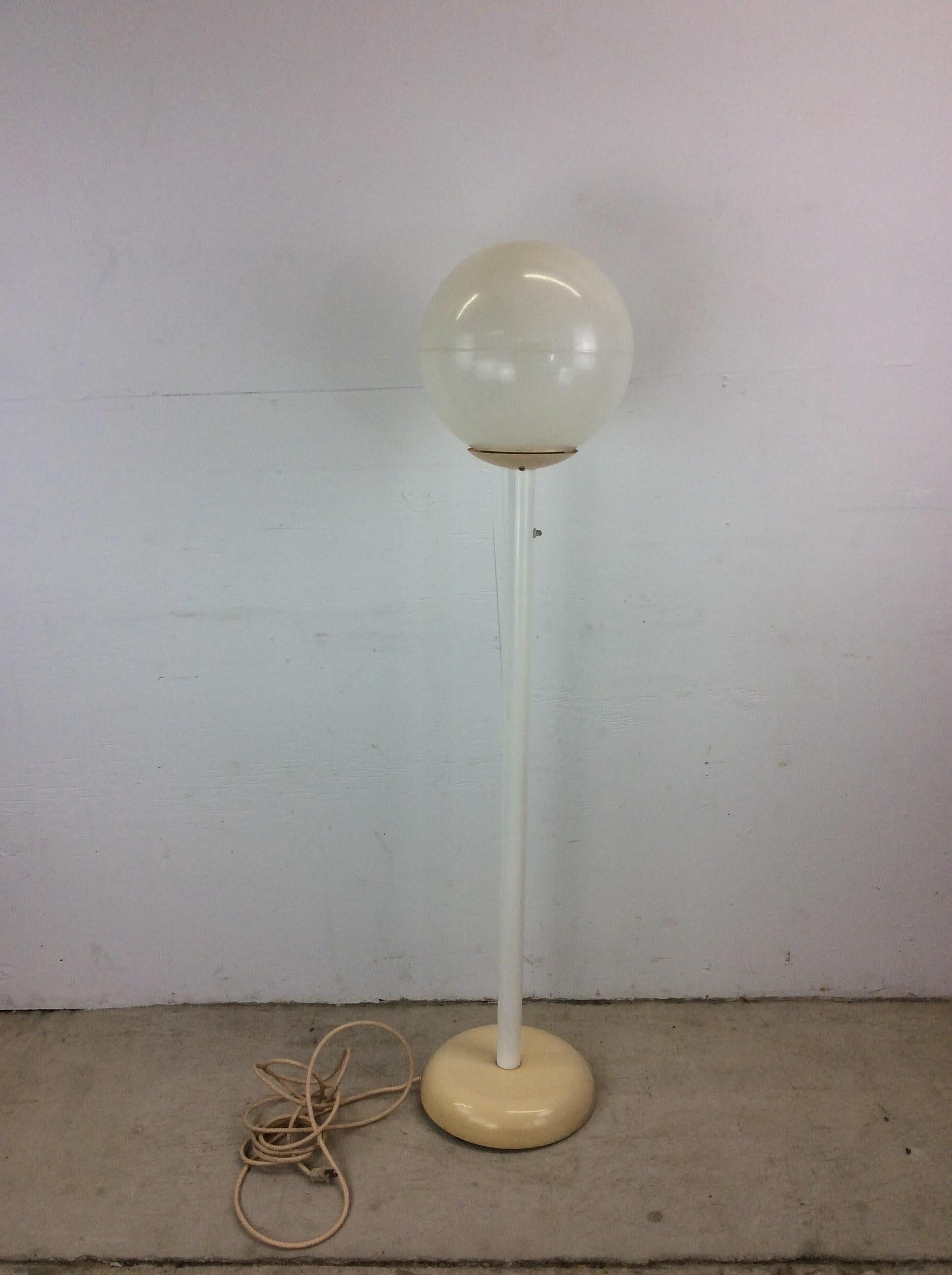 Mid Century Modern White Floor Lamp with Large Globe For Sale 8