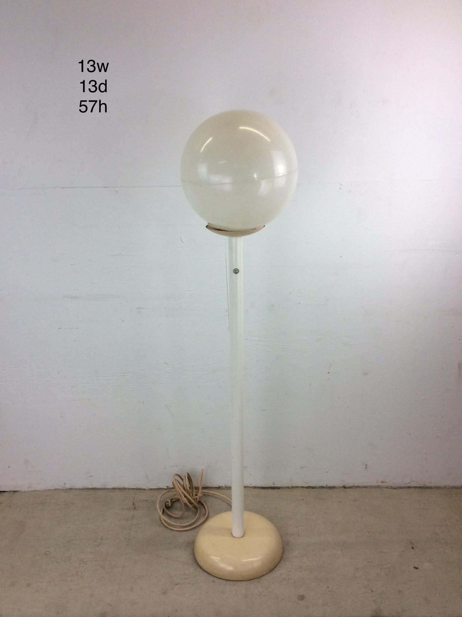 Mid Century Modern White Floor Lamp with Large Globe For Sale 9