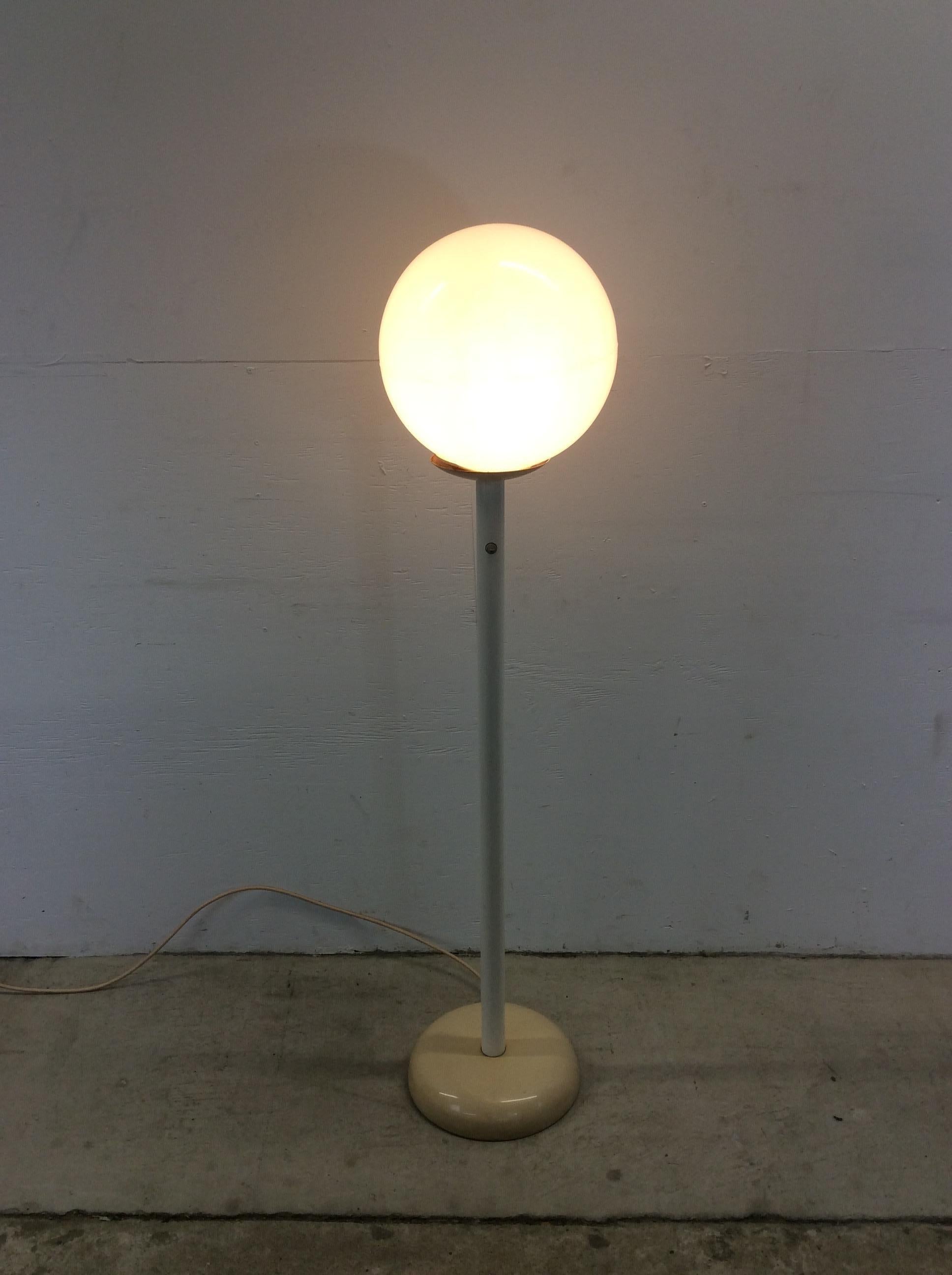 American Mid Century Modern White Floor Lamp with Large Globe For Sale