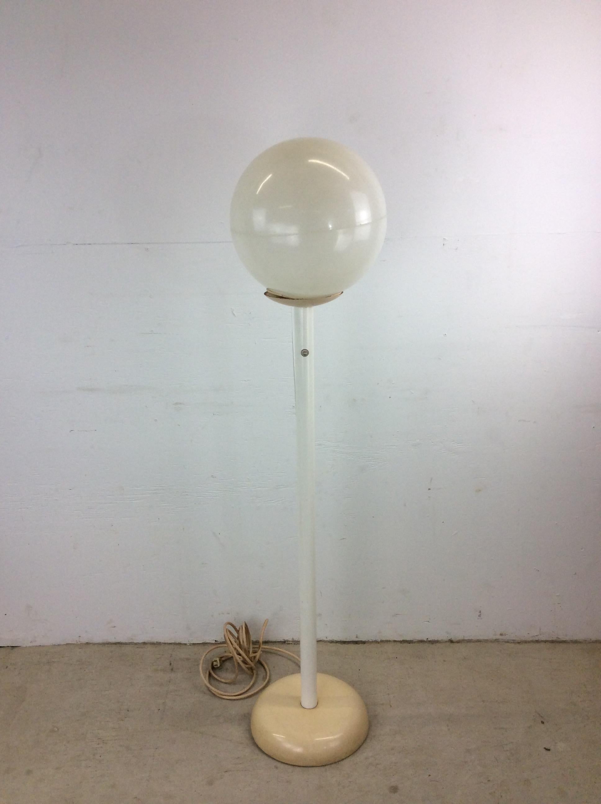 20th Century Mid Century Modern White Floor Lamp with Large Globe For Sale