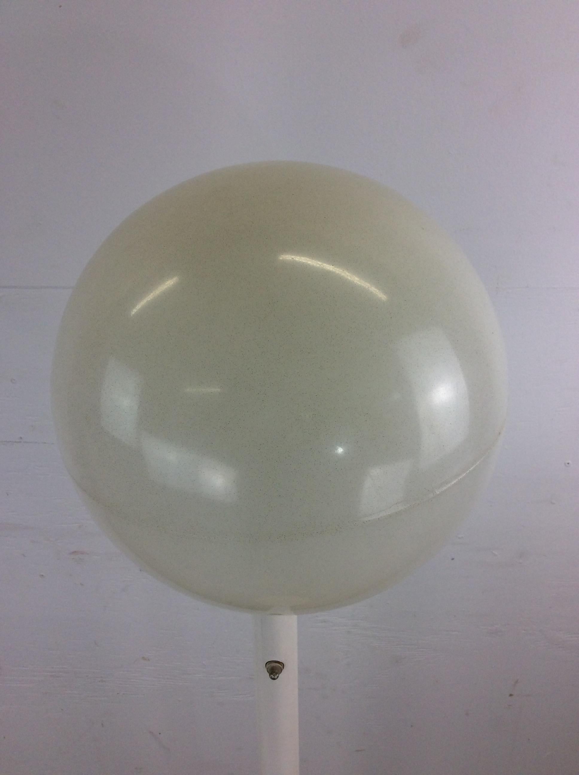Metal Mid Century Modern White Floor Lamp with Large Globe For Sale
