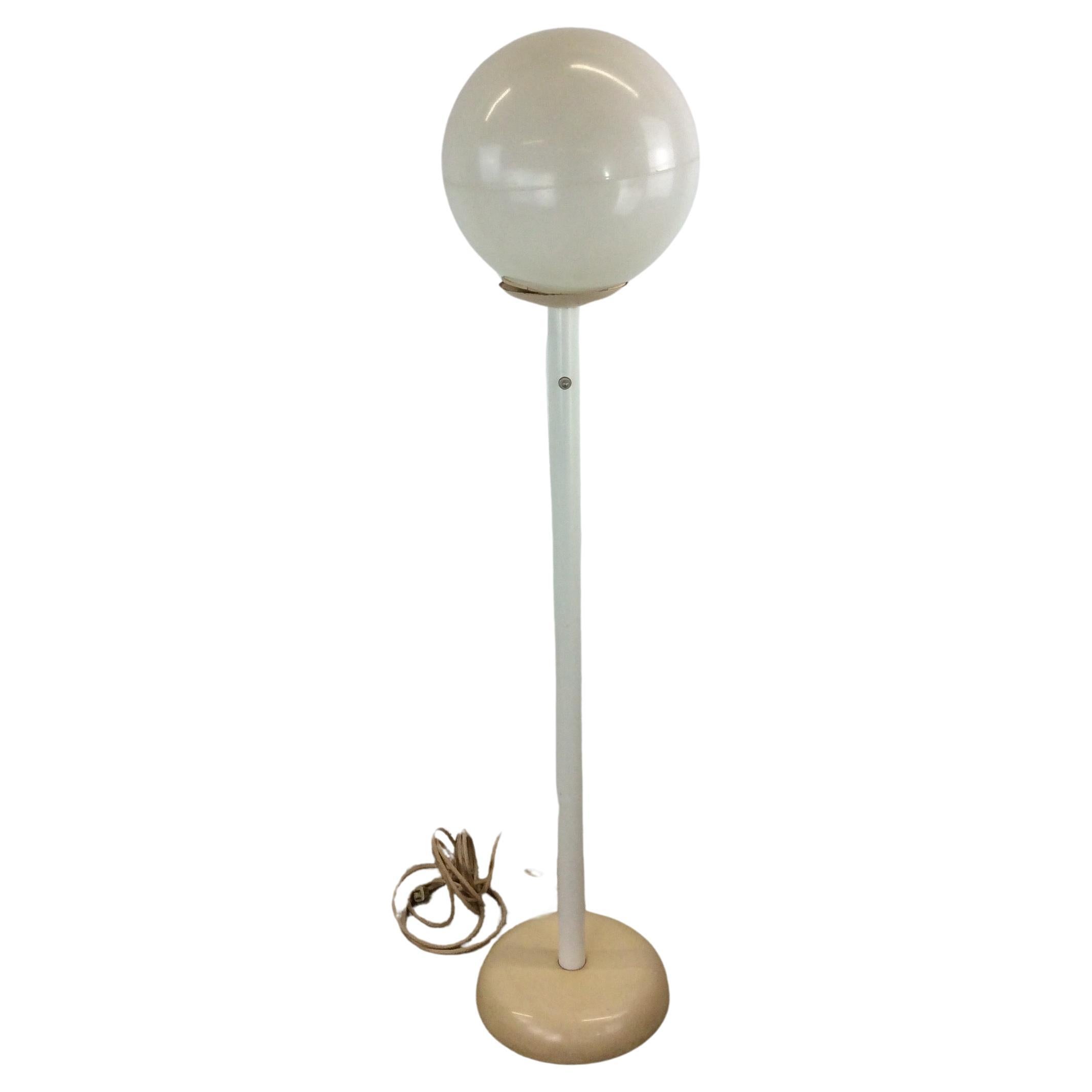 Mid Century Modern White Floor Lamp with Large Globe For Sale