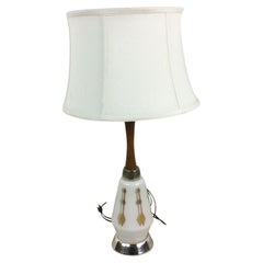 Retro Mid Century Modern White Glass Table Lamp with Shade