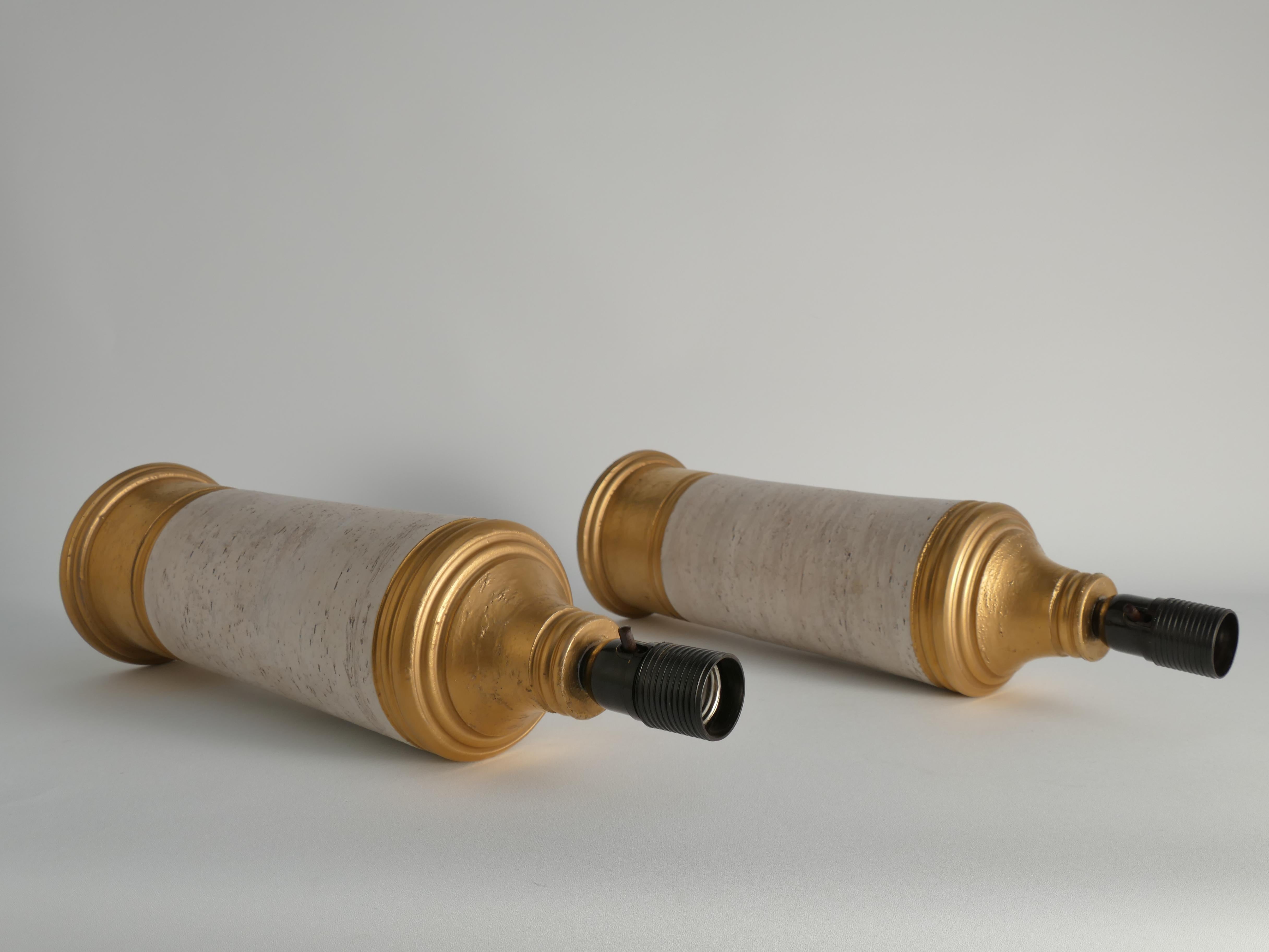 Mid-century Modern White & Gold Ceramic Table Lamps by Bitossi for Bergboms For Sale 5