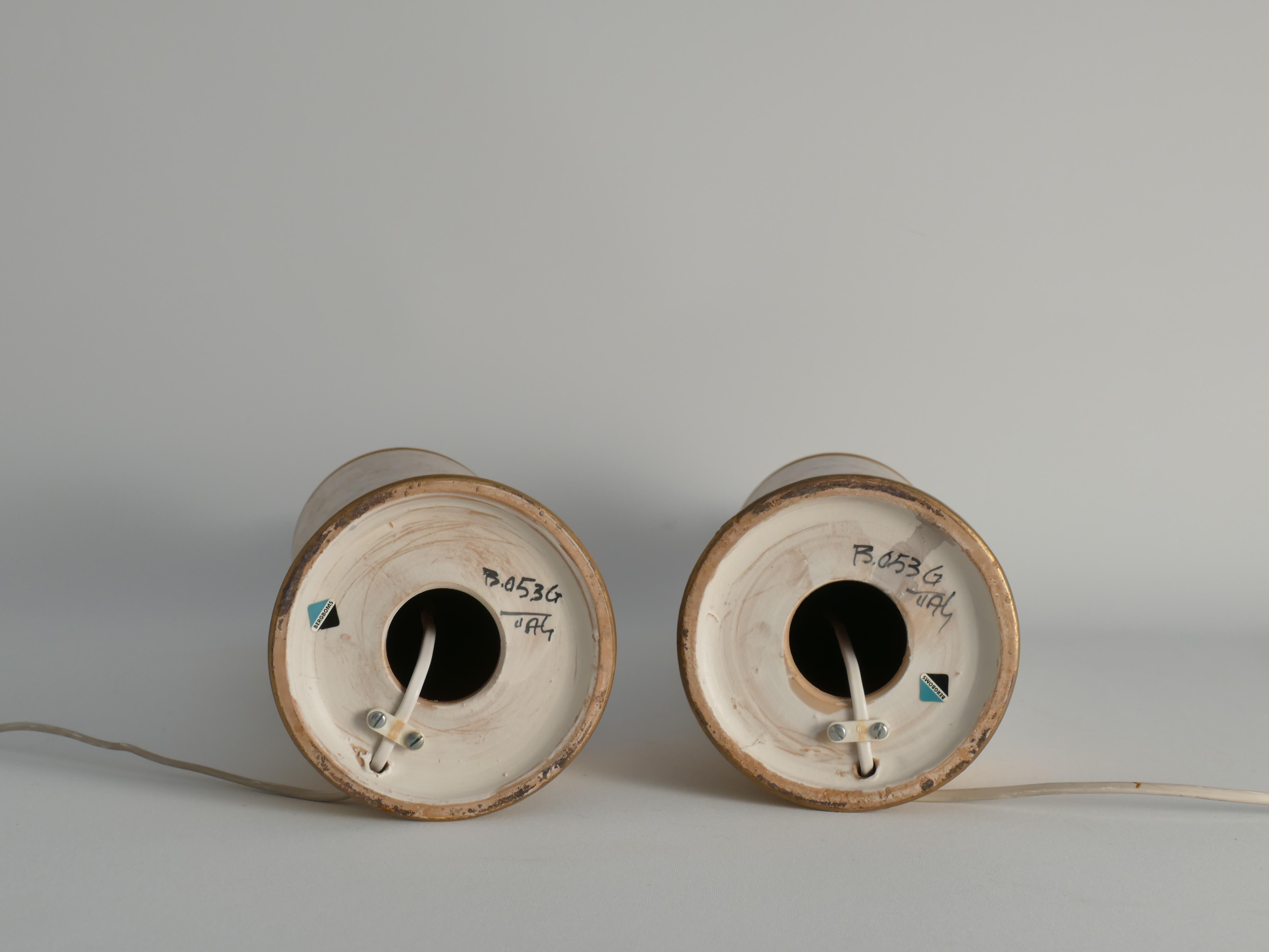 Mid-century Modern White & Gold Ceramic Table Lamps by Bitossi for Bergboms For Sale 7