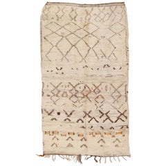 Mid-Century Modern White Ground Moroccan Berber Rug