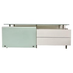 Vintage Mid-Century Modern White Lacquered and Glass Console, Dresser or Sideboard