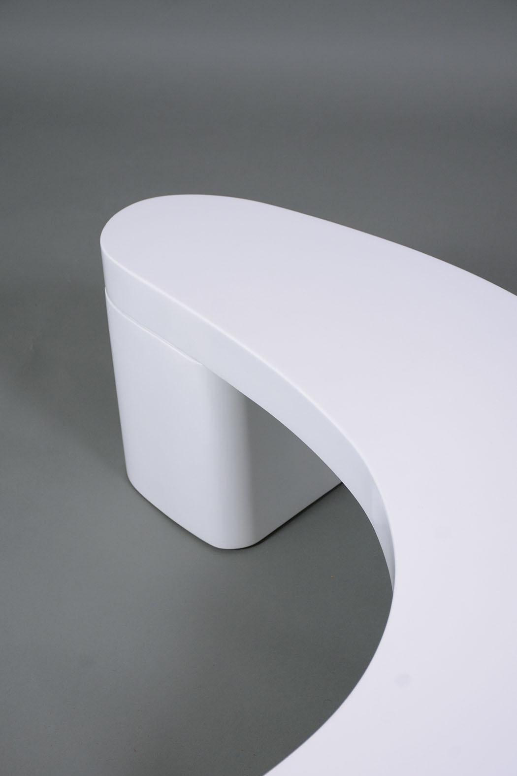 Hand-Crafted Mid-Century Modern White Lacquered Coffee Table