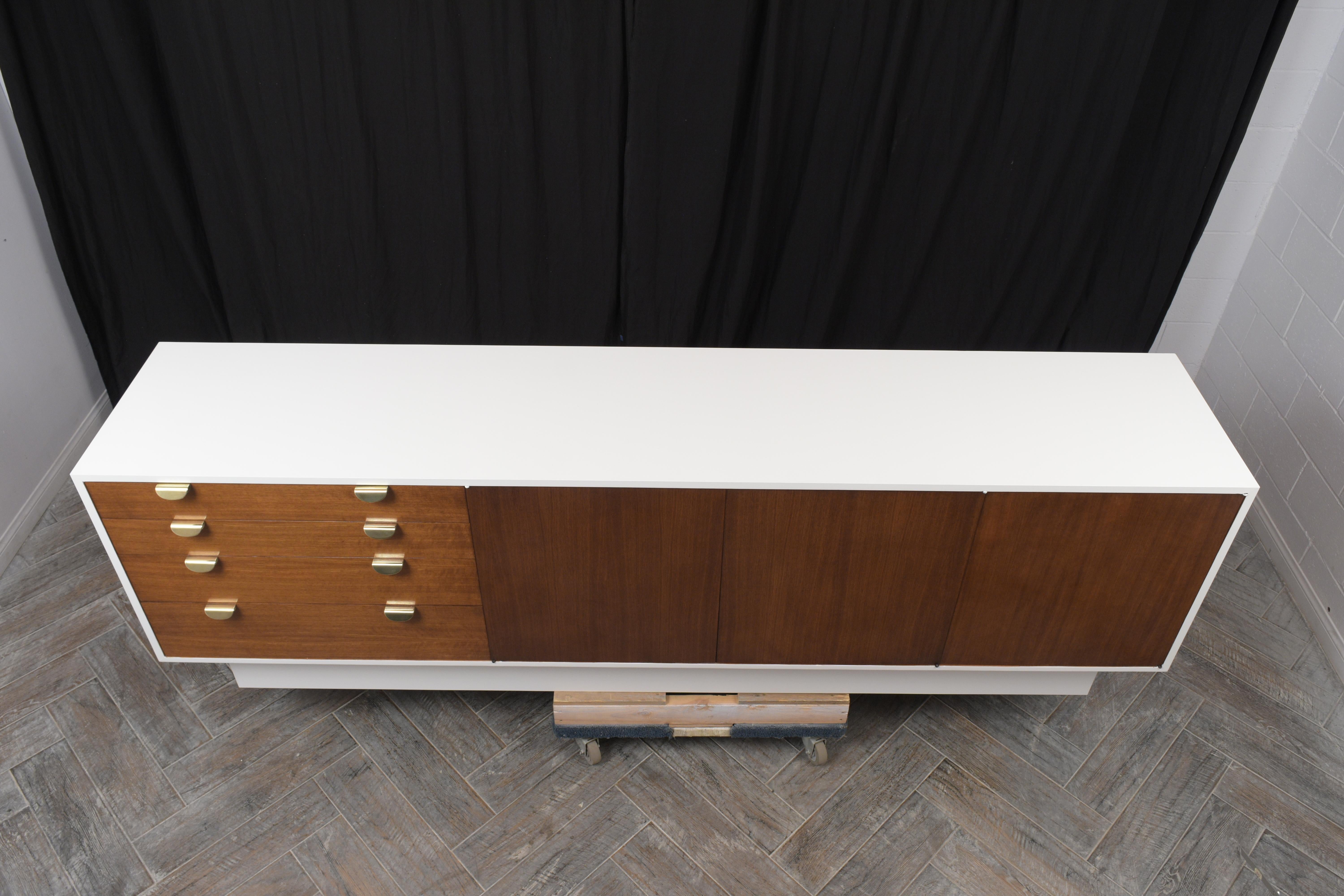 American Mid-Century Modern White Lacquered Credenza