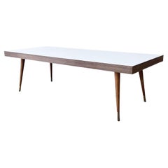 Mid-Century Modern White Laminate Top Rectangular Coffee Table