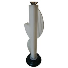Vintage Mid-Century Modern White Lucite Table Lamp with Side Planter by Moss Lighting