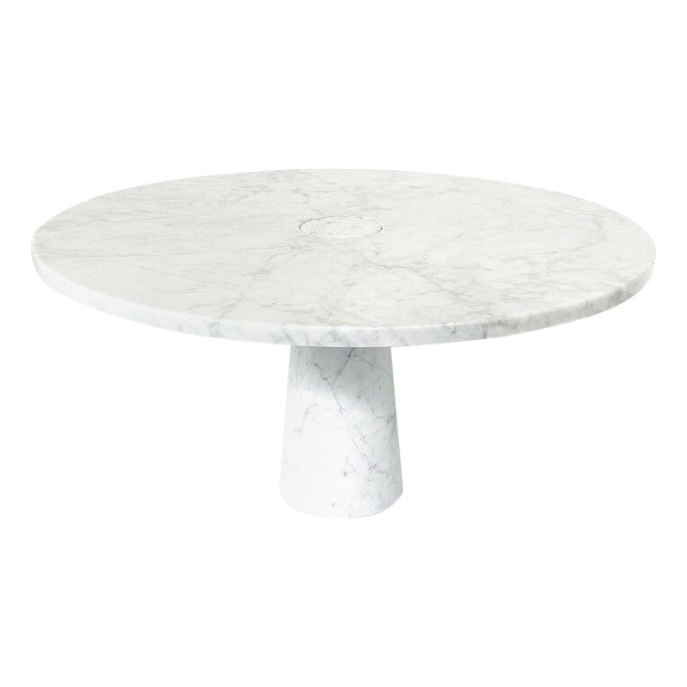 Mesa de comedor de mármol blanco moderna de mediados de siglo de Angelo Mangiarotti, Italia