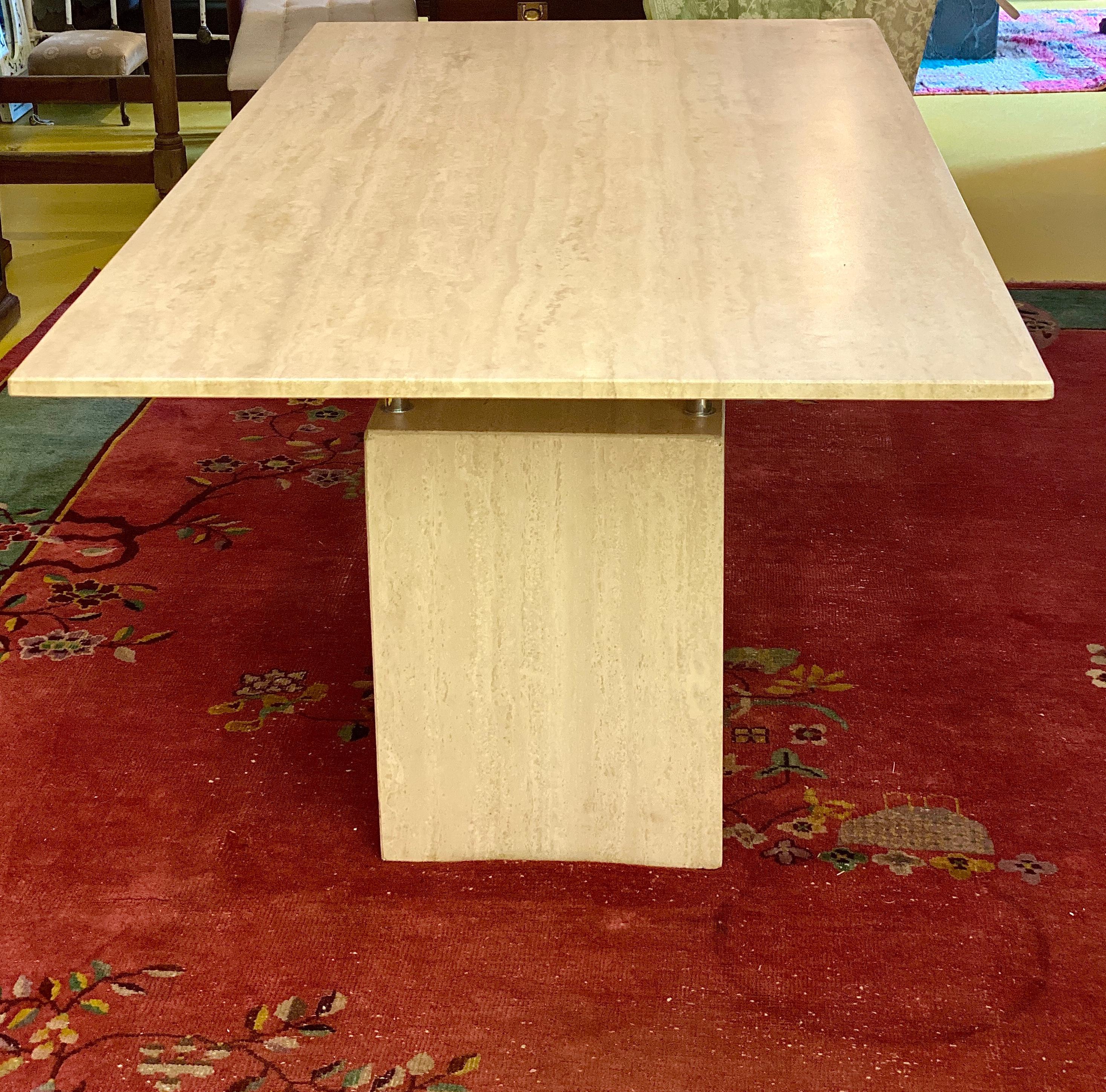 Mid-Century Modern White Marble Dining Table In Good Condition For Sale In Mount Pleasant, SC