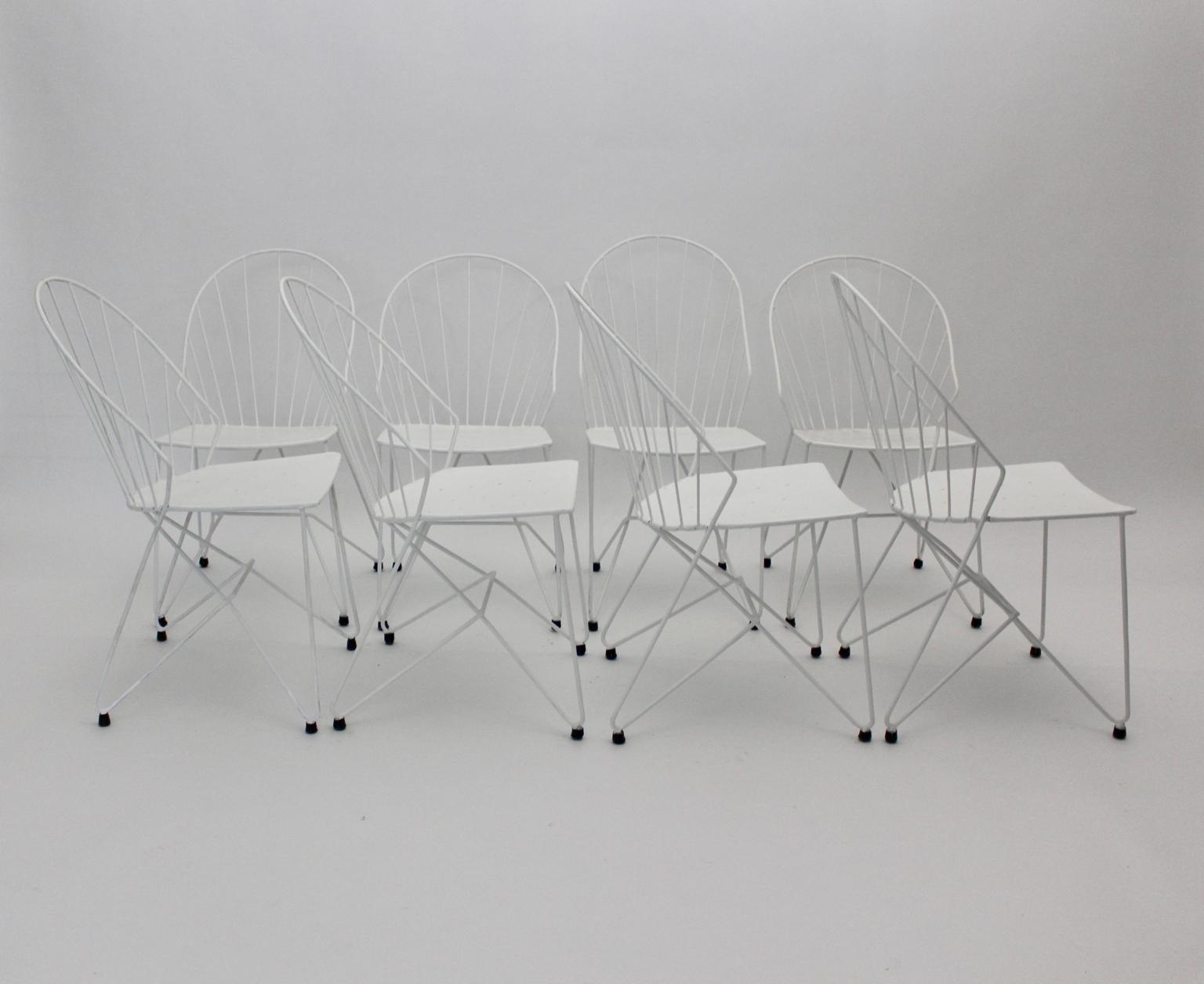 Mid-Century Modern White Metal Vintage Garden Chairs Auersperg by Sonett For Sale 3