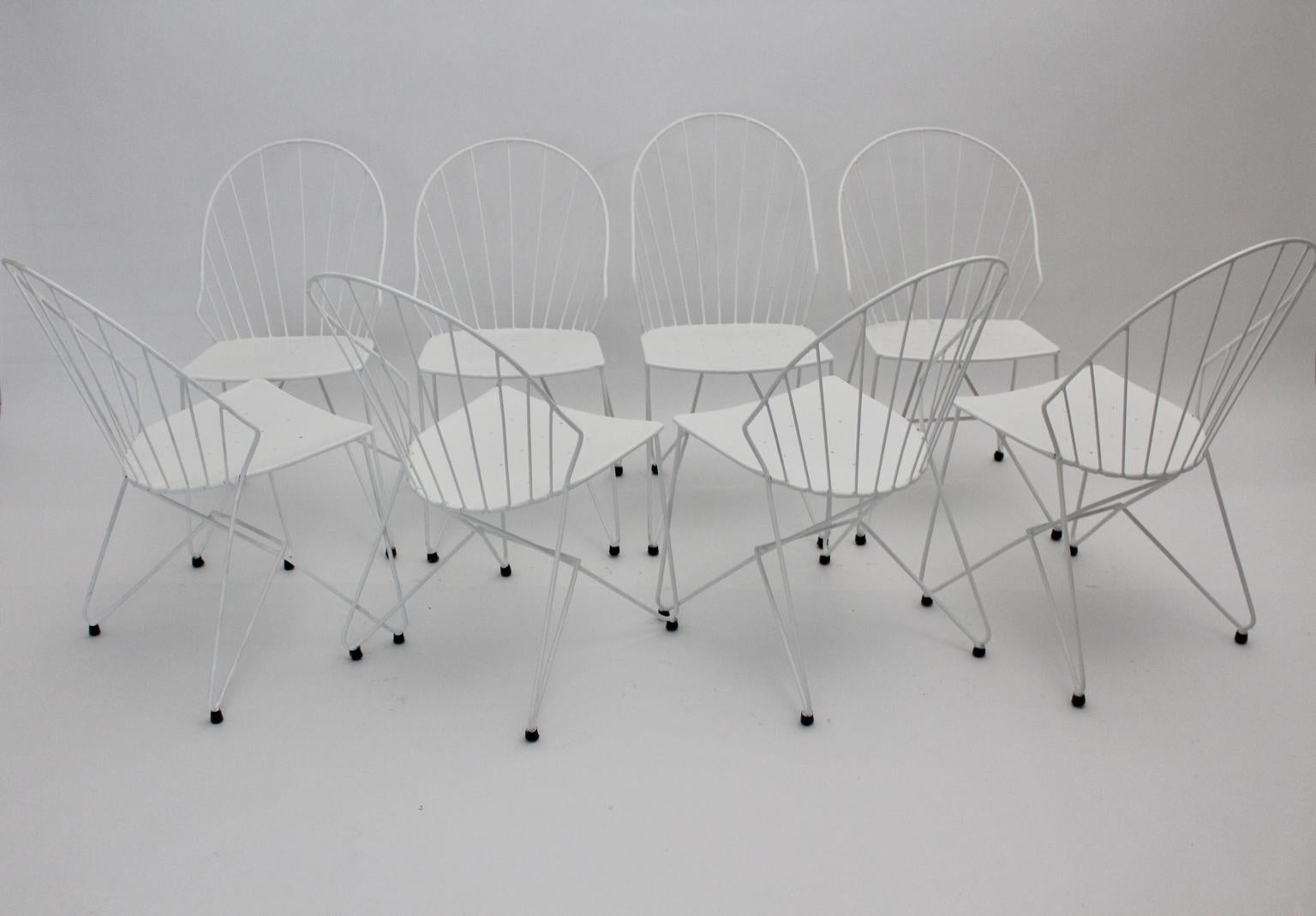 Mid-Century Modern White Metal Vintage Garden Chairs Auersperg by Sonett For Sale 6