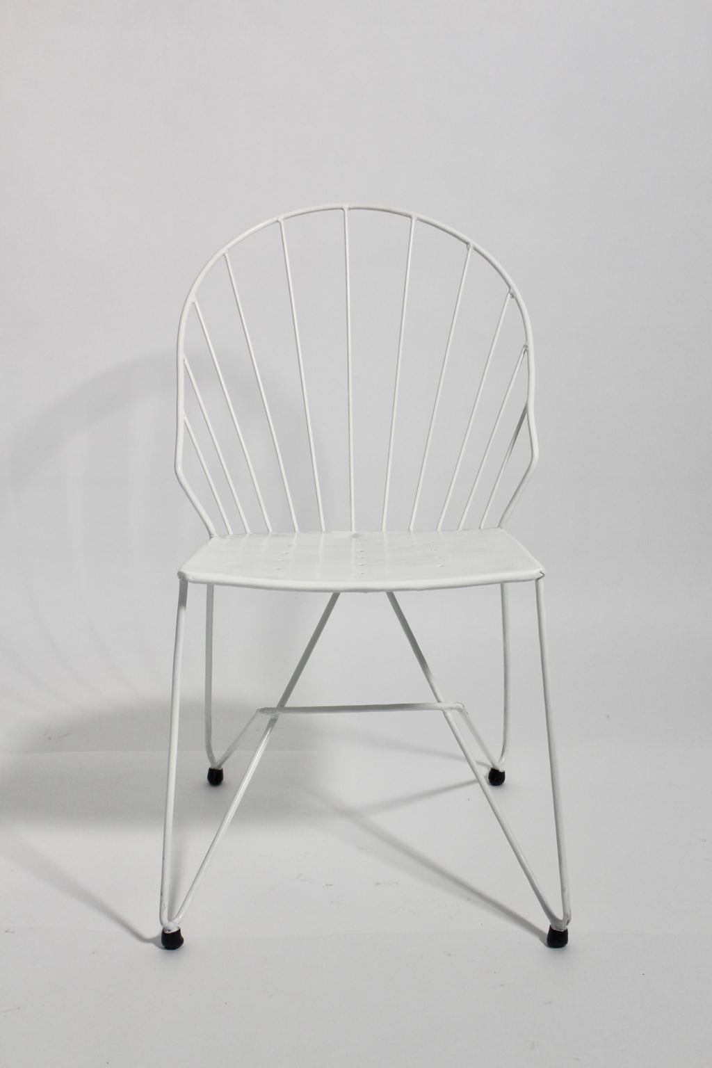 Mid-Century Modern White Metal Vintage Garden Chairs Auersperg by Sonett For Sale 7