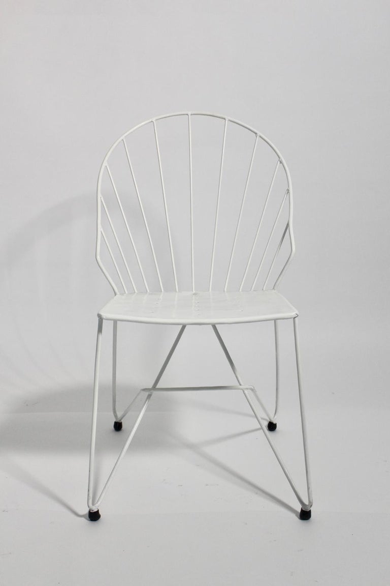 MidCentury Modern White Metal Vintage Garden Chairs Auersperg by
