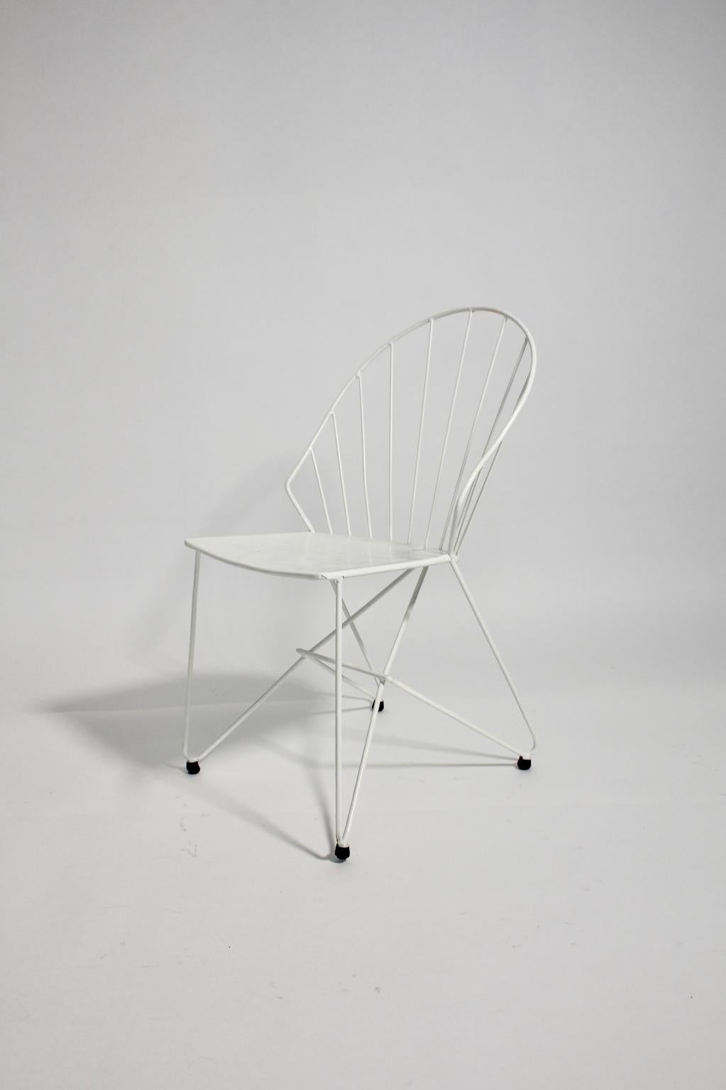 Mid-Century Modern White Metal Vintage Garden Chairs Auersperg by Sonett For Sale 8