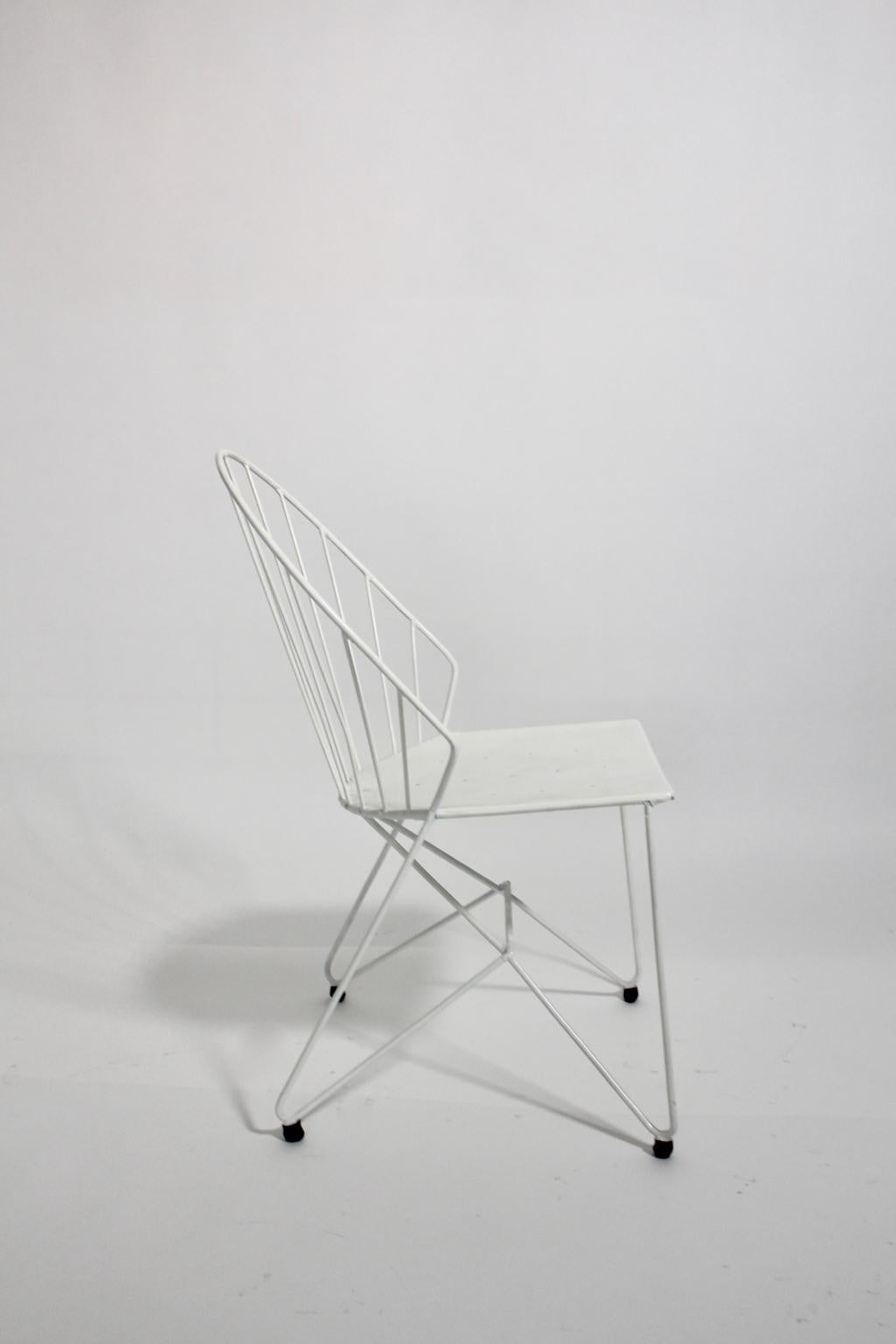 Mid-Century Modern White Metal Vintage Garden Chairs Auersperg by Sonett For Sale 9