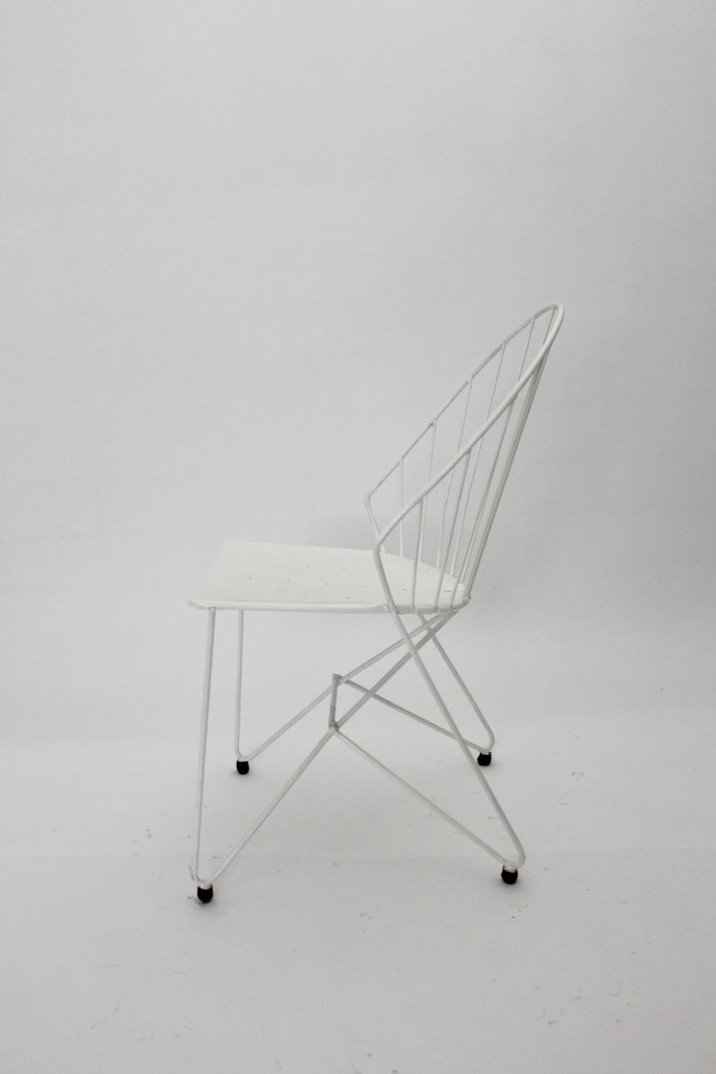 Mid-Century Modern White Metal Vintage Garden Chairs Auersperg by Sonett For Sale 10