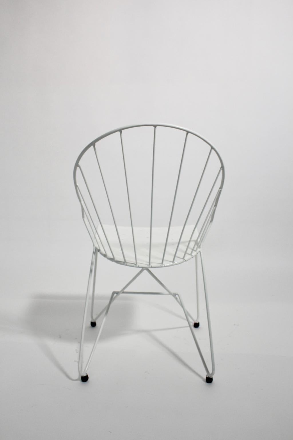Mid-Century Modern White Metal Vintage Garden Chairs Auersperg by Sonett For Sale 12