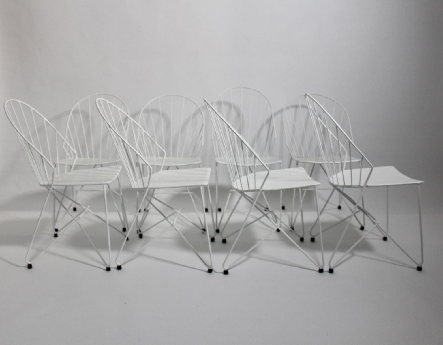 Mid-Century Modern White Metal Vintage Garden Chairs Auersperg by Sonett For Sale 2