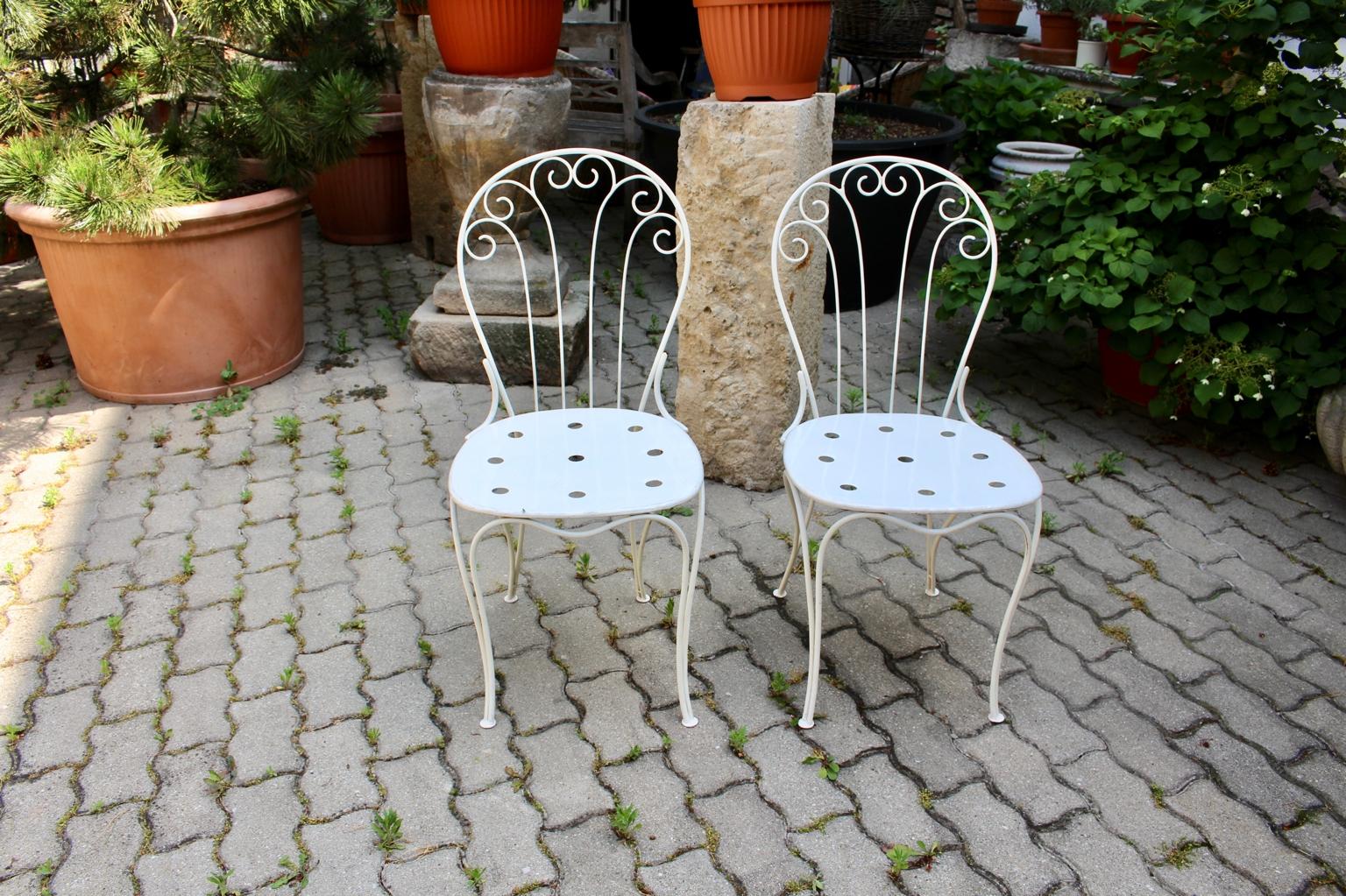 Mueble de jardín o patio vintage de metal blanco moderno de mediados de siglo, años 50, Austria en venta 10