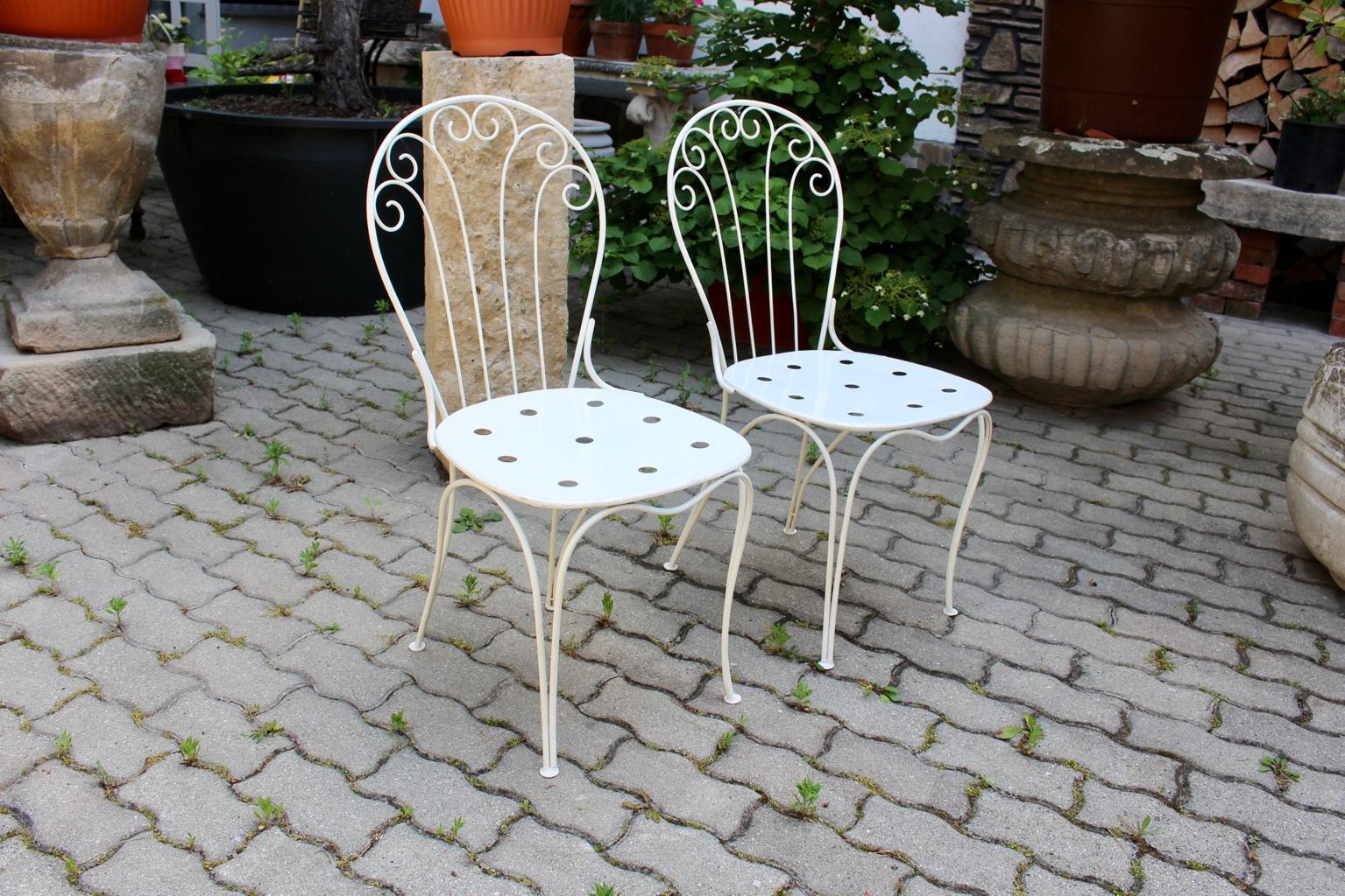Mueble de jardín o patio vintage de metal blanco moderno de mediados de siglo, años 50, Austria en venta 11