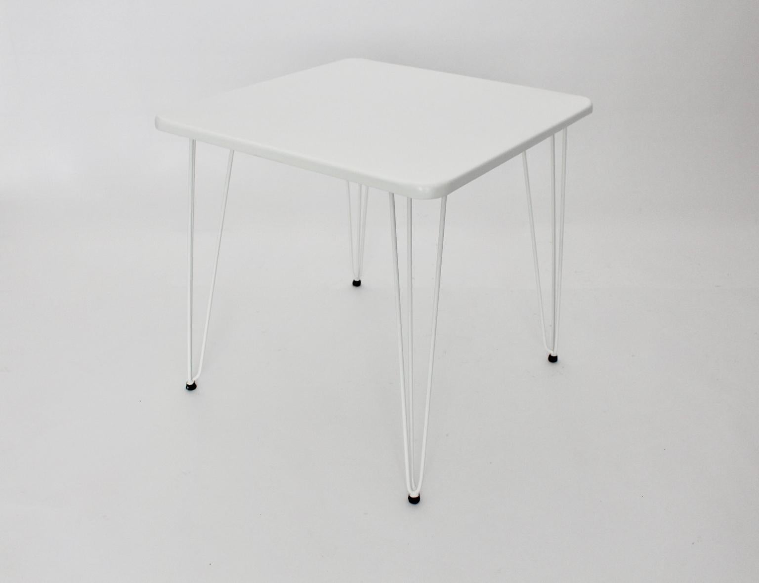Mid-Century Modern White Metal Vintage Table by Wladar & Mödlhammer for Sonett  For Sale 7