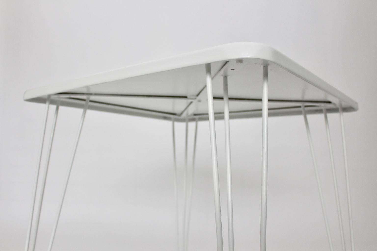 Mid-Century Modern White Metal Vintage Table by Wladar & Mödlhammer for Sonett  For Sale 9