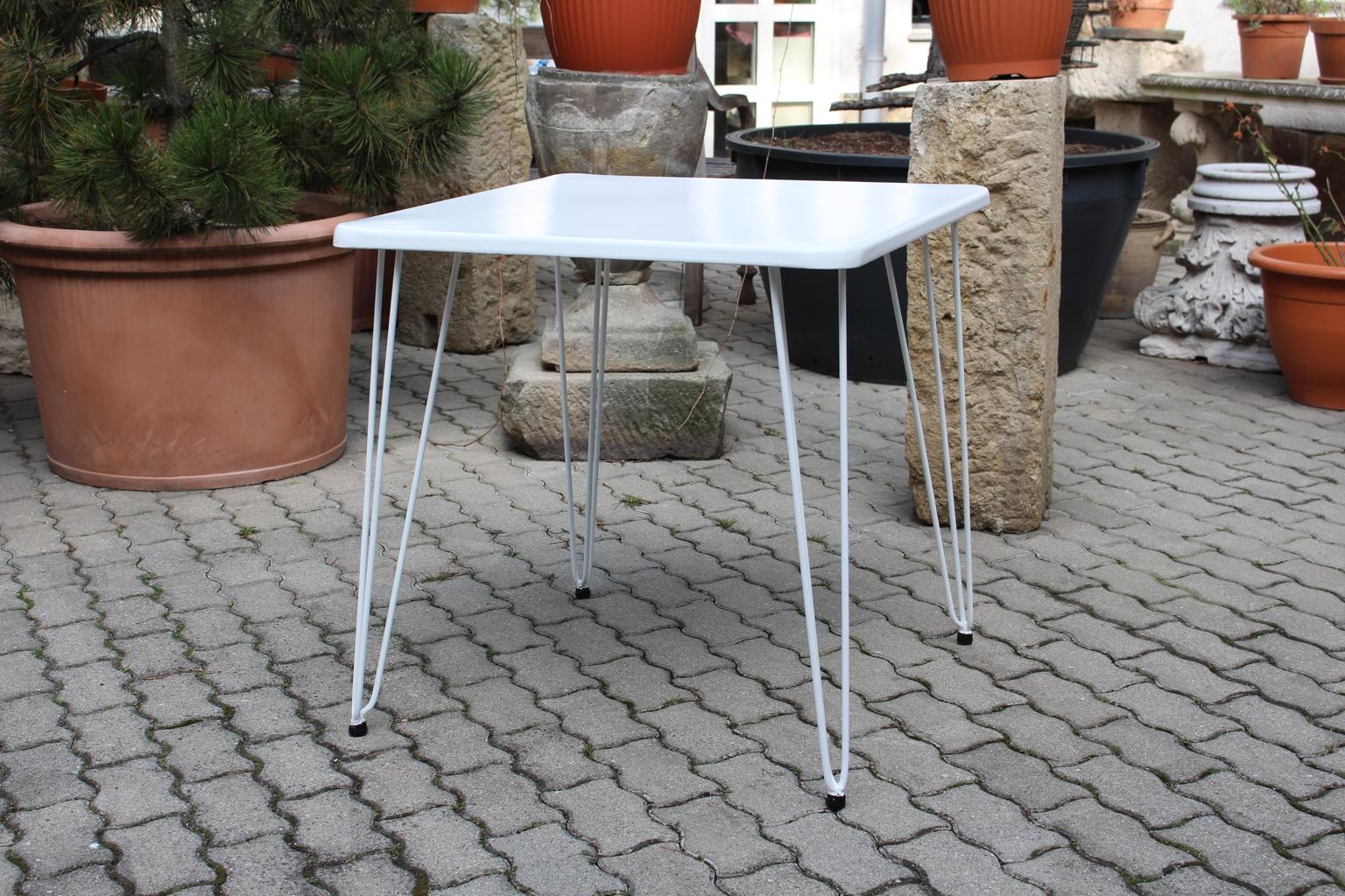 20th Century Mid-Century Modern White Metal Vintage Table by Wladar & Mödlhammer for Sonett  For Sale